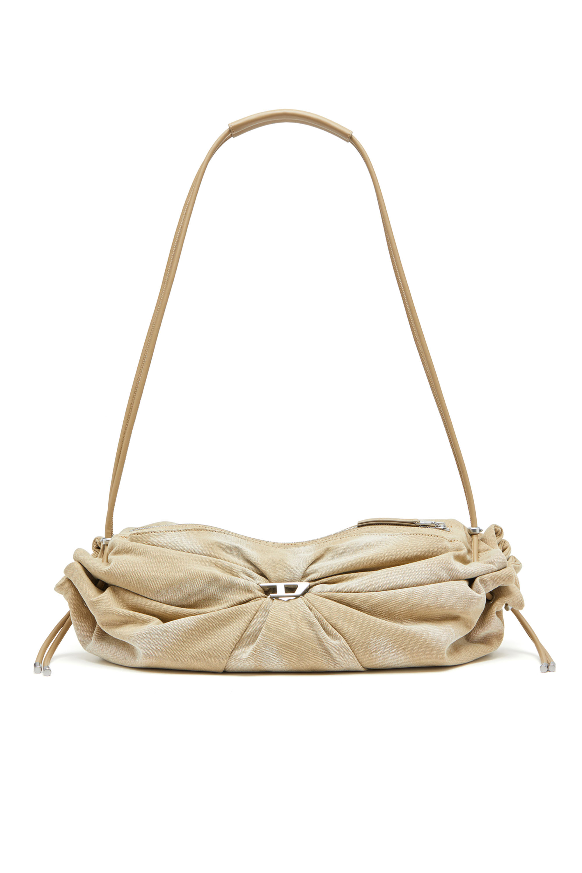 Diesel - SCRUNCH-D CROSSBODY L, Woman's Scrunch-D L-Scrunched duffle bag in treated canvas in Beige - 1