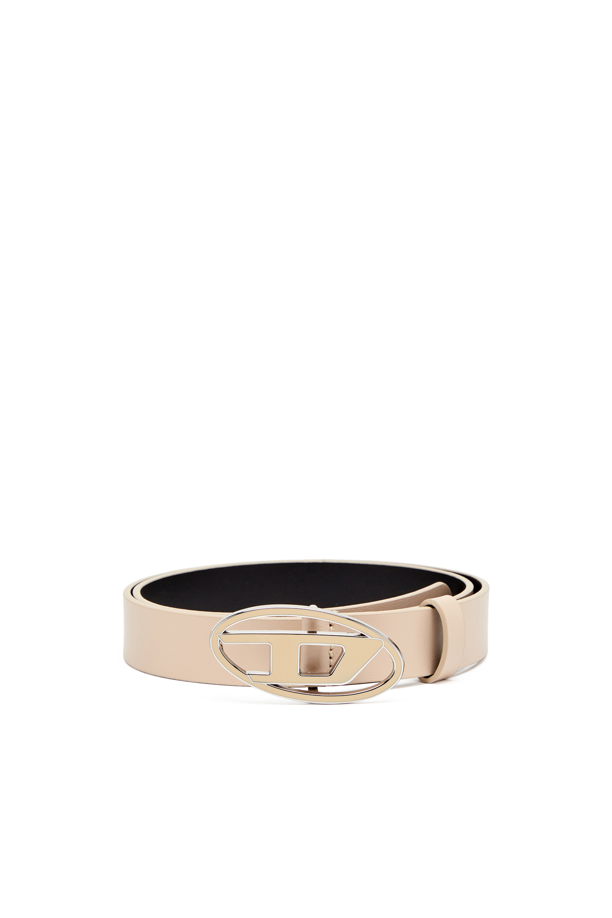 Diesel - B-1DR 25, Woman's Leather belt with enamelled buckle in Beige - 1