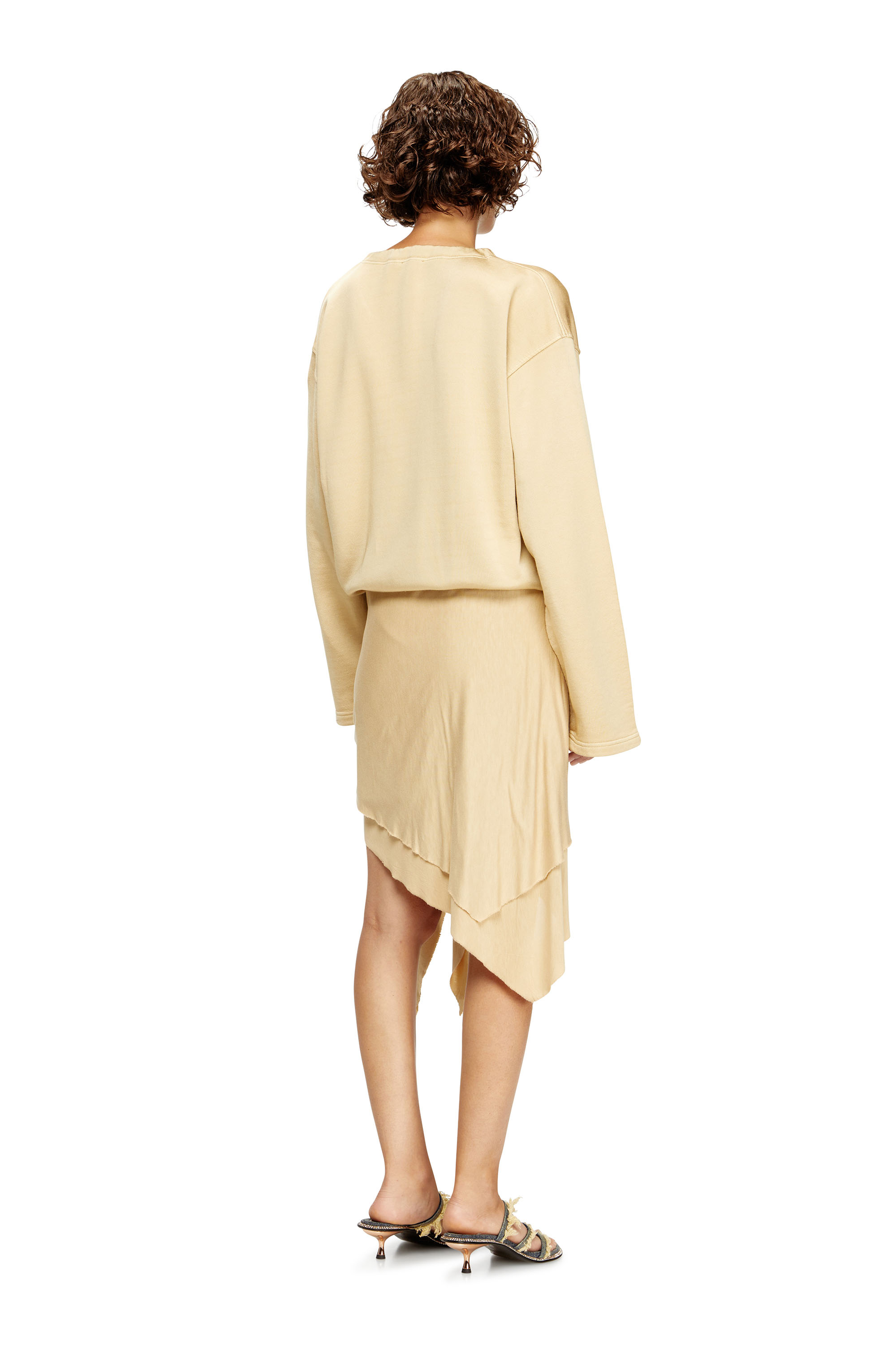 Diesel - D-CREED, Woman's Draped dress with ruched skirt in Light Brown - 3