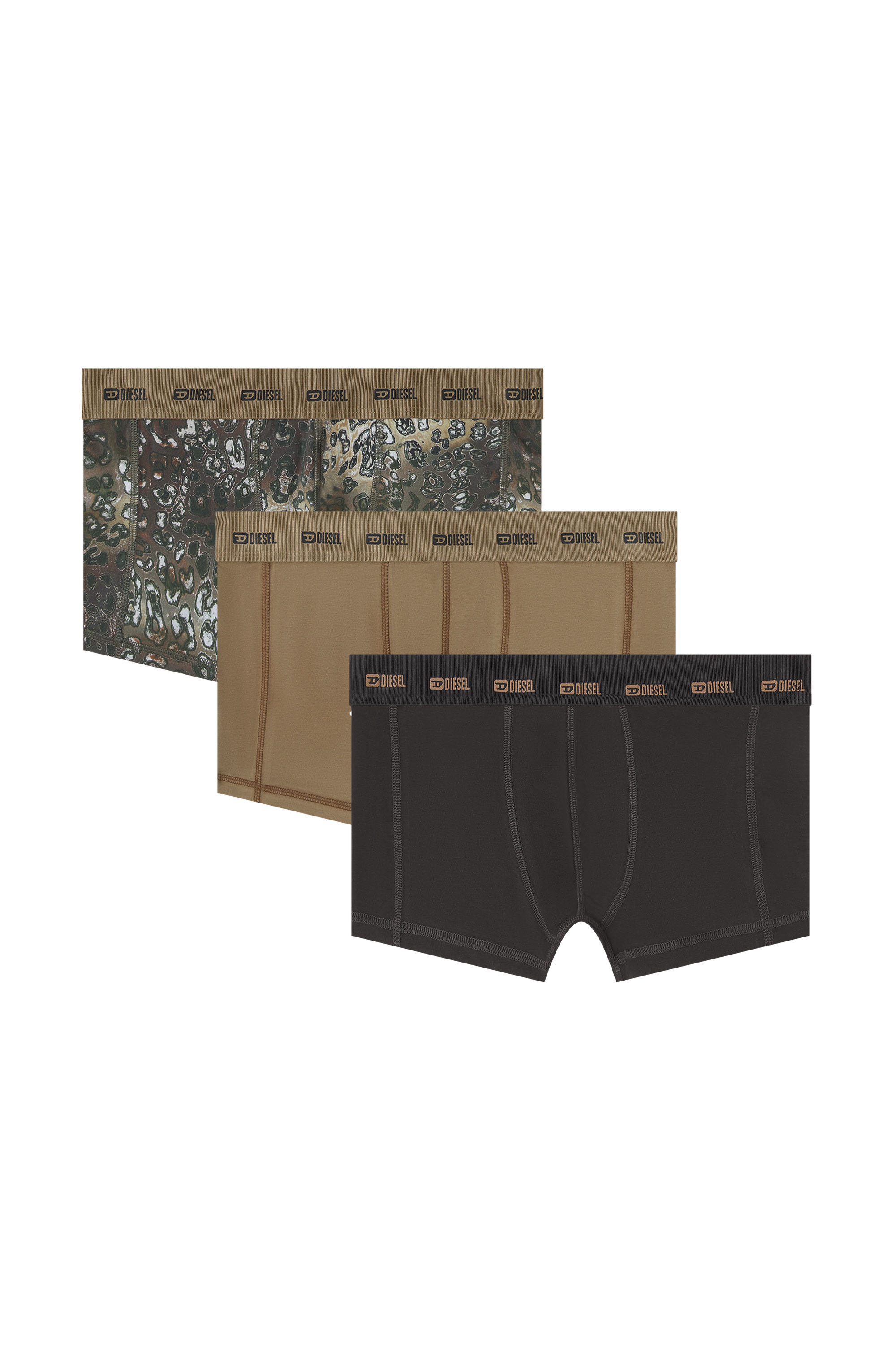 Diesel - DAMIEN-UTLT-3PACK, Man's Three-pack of stretch cotton boxer briefs in Black/Brown - 1