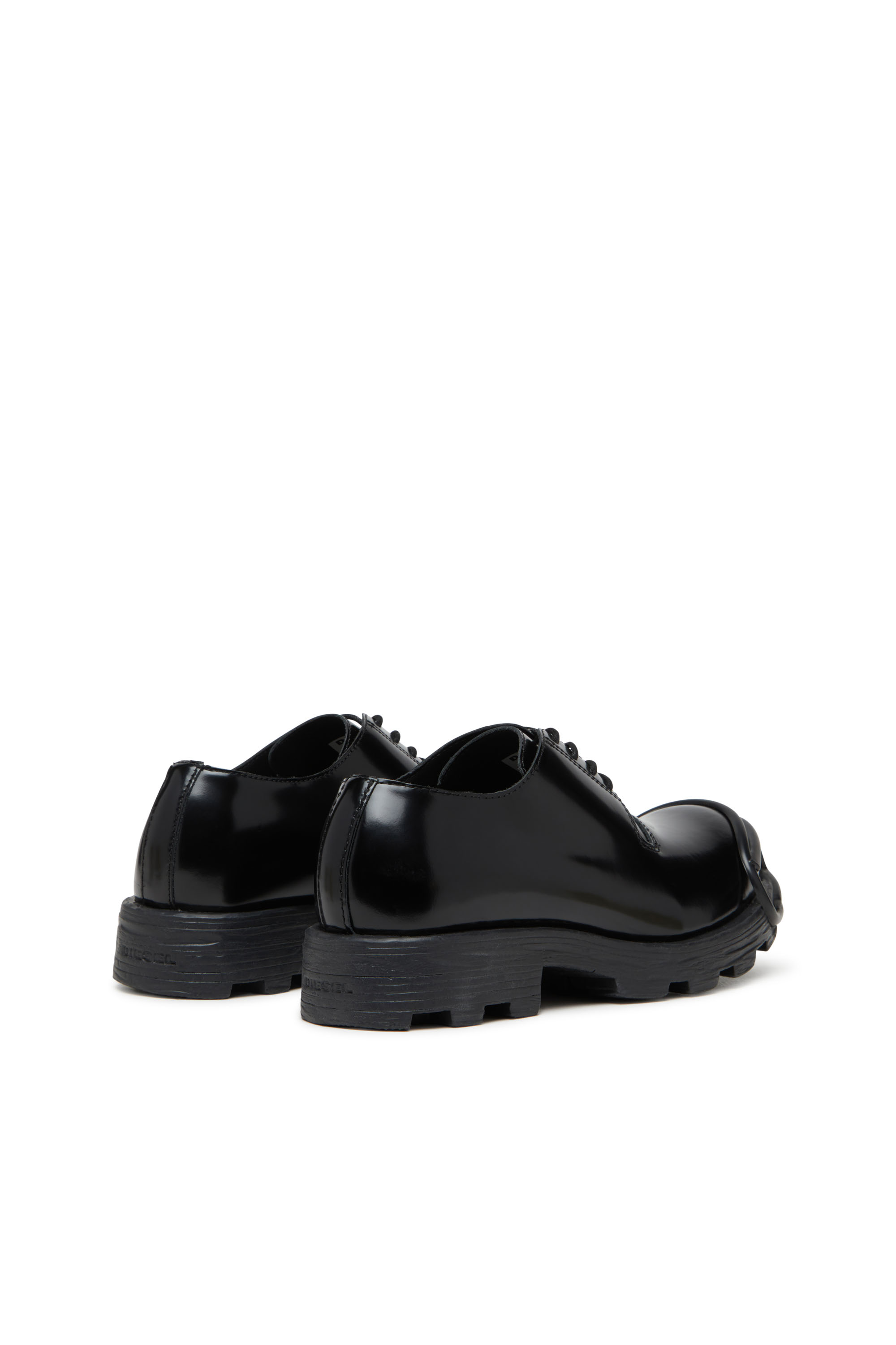 D-HAMMER SO D, Opaque Black Diesel - D-HAMMER SO D, Man's D-Hammer-Leather lace-up shoes with oval D toe cap in Opaque Black - 3