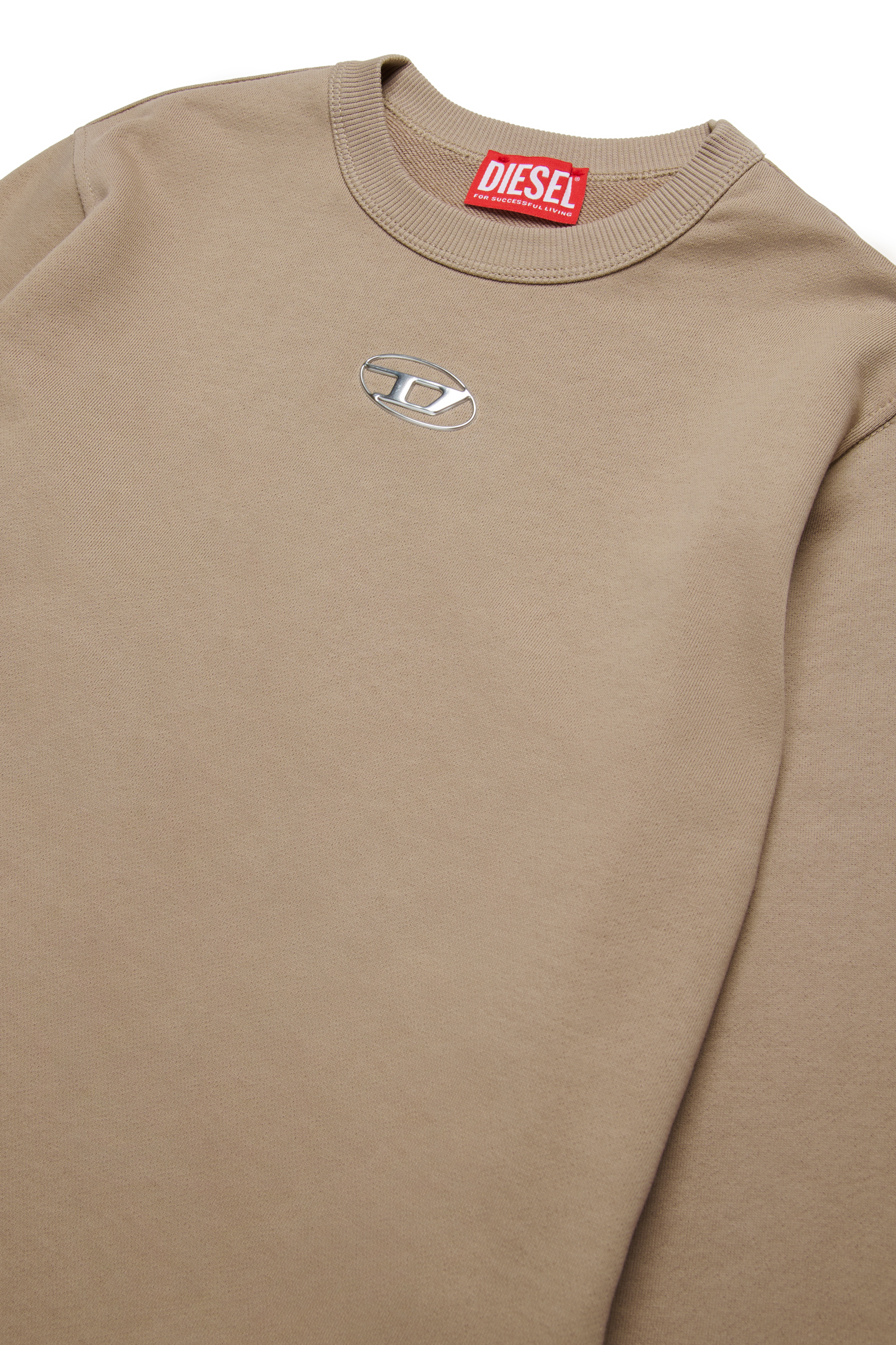 Diesel - SMACSISOD OVER, Man's Sweatshirt with metal-look Oval D logo in Light Brown - 3