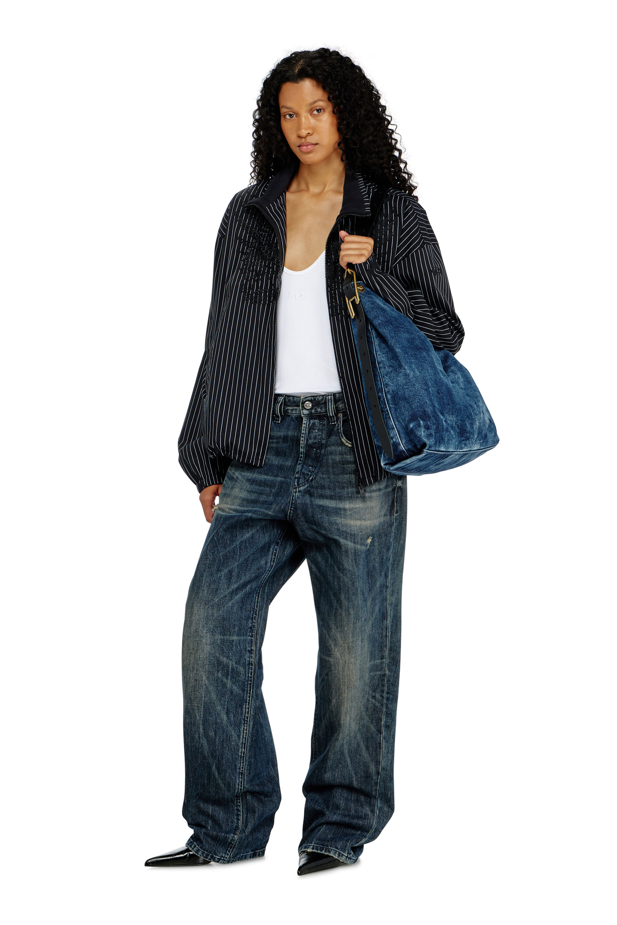 Diesel - D-LINE HOBO L, Woman's D-Line-Denim hobo bag in Medium blue - 2
