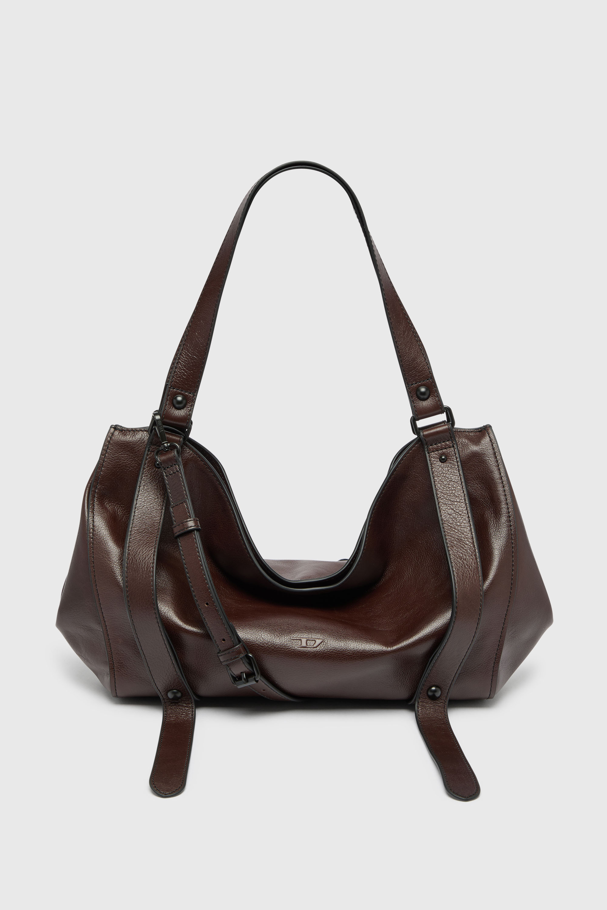 Diesel - D-ONE TOPHANDLE M, Unisex's D-One- Medium top-handle bag in leather in Dark Brown - 2