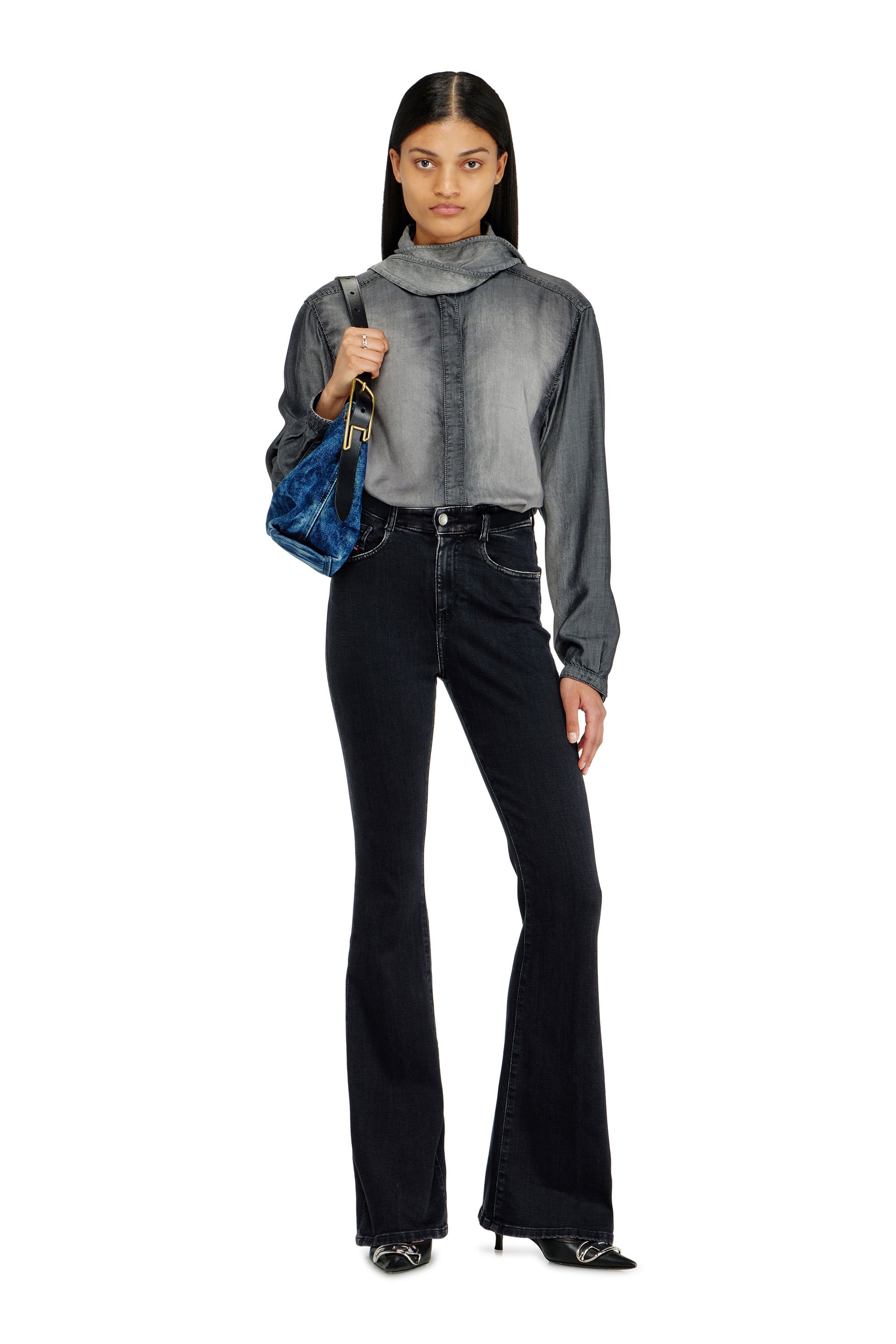 Diesel - D-LINE SHOULDER, Woman's D-Line-Denim shoulder bag in Medium blue - 2