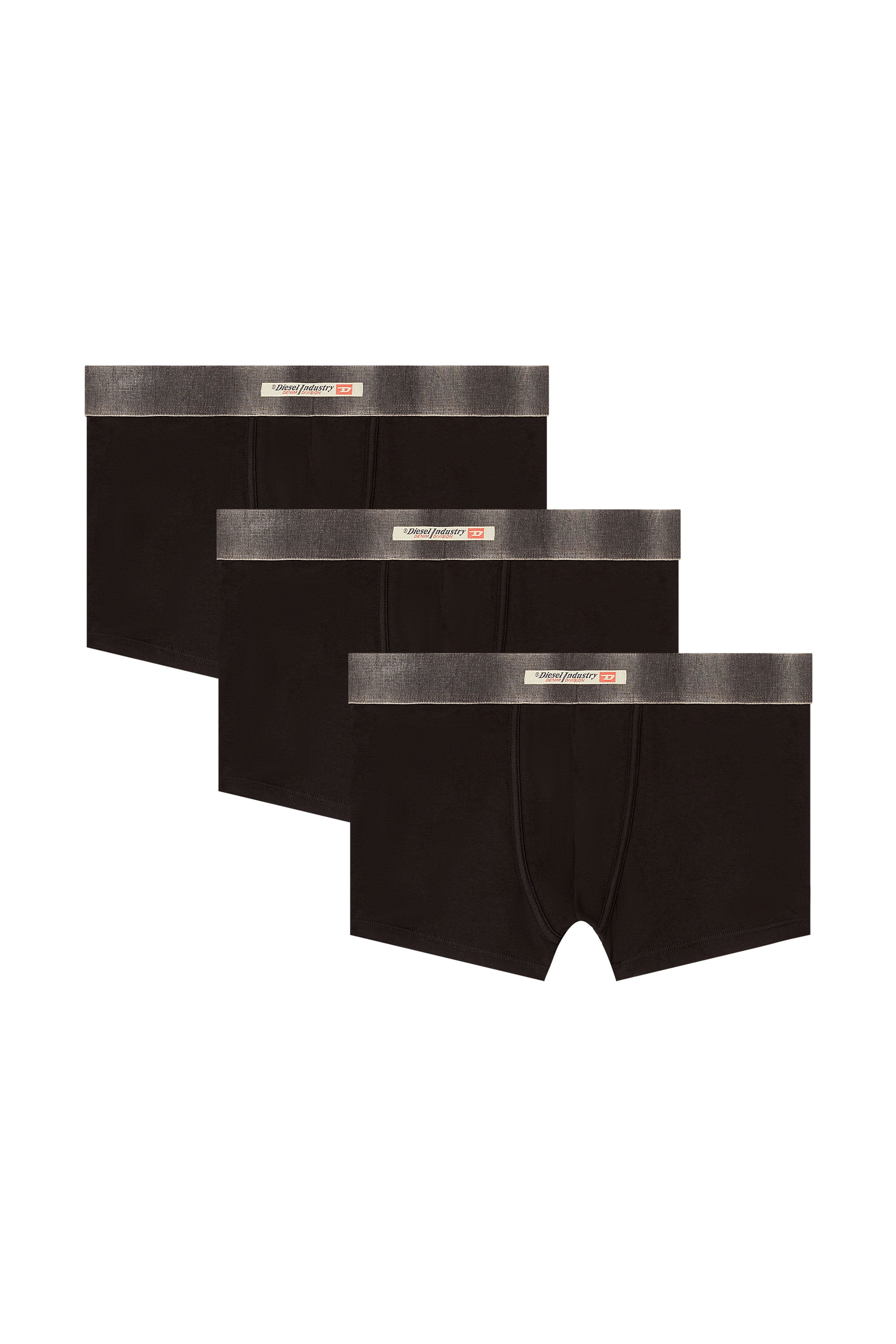 Diesel - DAMIEN-DNM-3PACK, Man's 3-pack of stretch cotton boxers with satin waistband in Black - 1