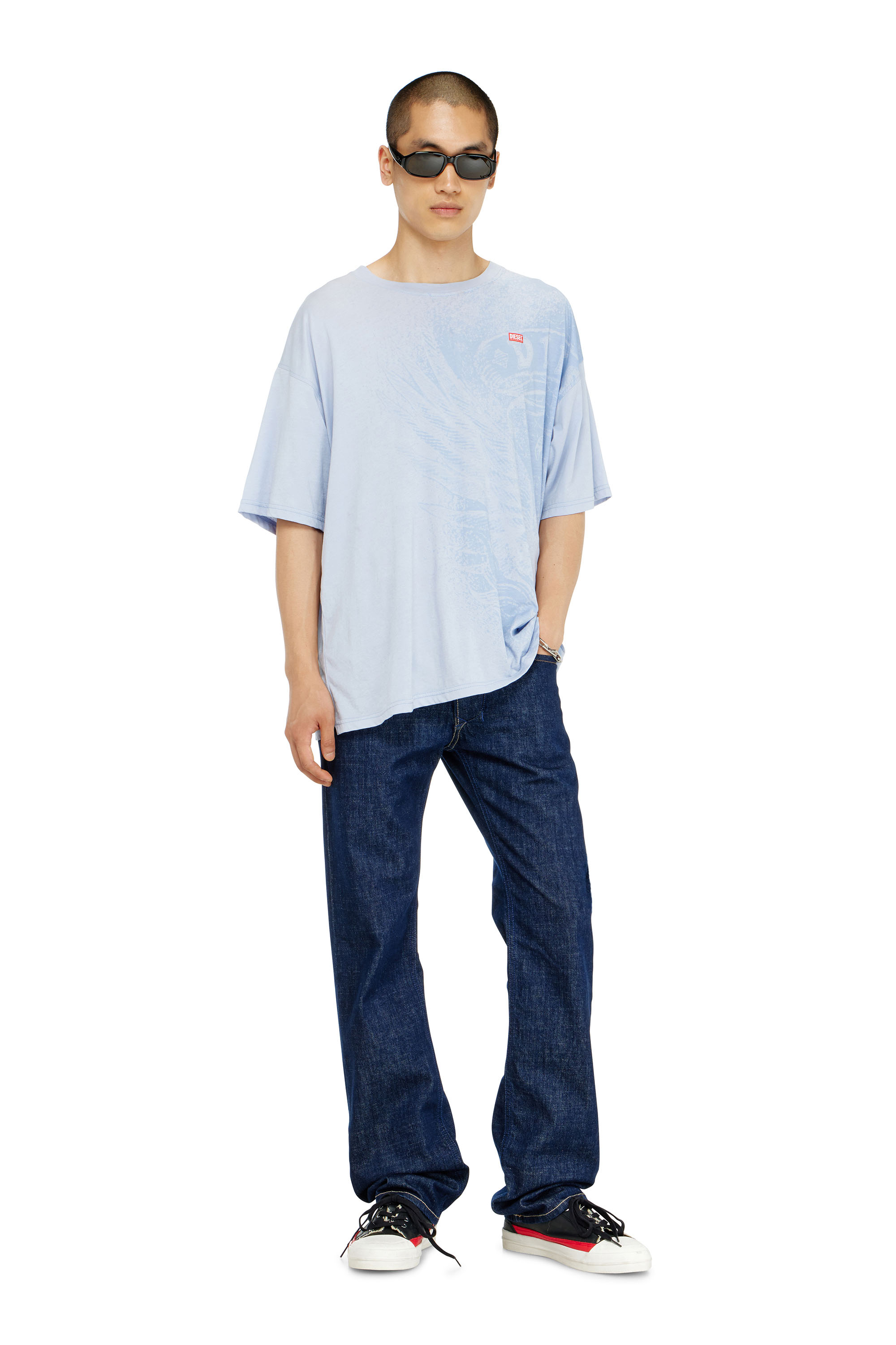 Diesel - T-BOXT-AA3, Man's Relaxed T-shirt with pigment prints in Light Blue - 2