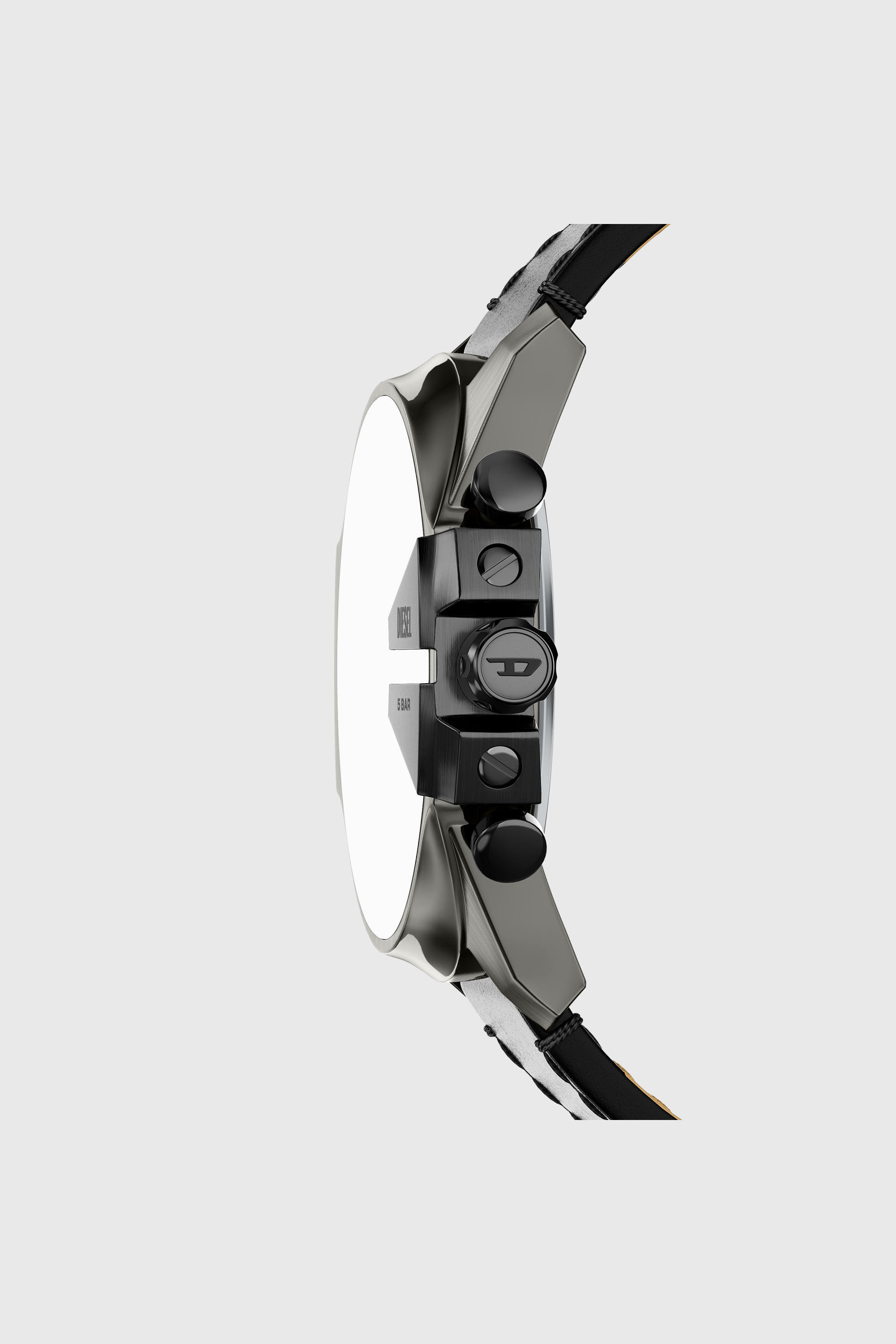 Diesel - DZ4714 WATCH, Man's Mega Chief Slim black leather watch in Black - 3