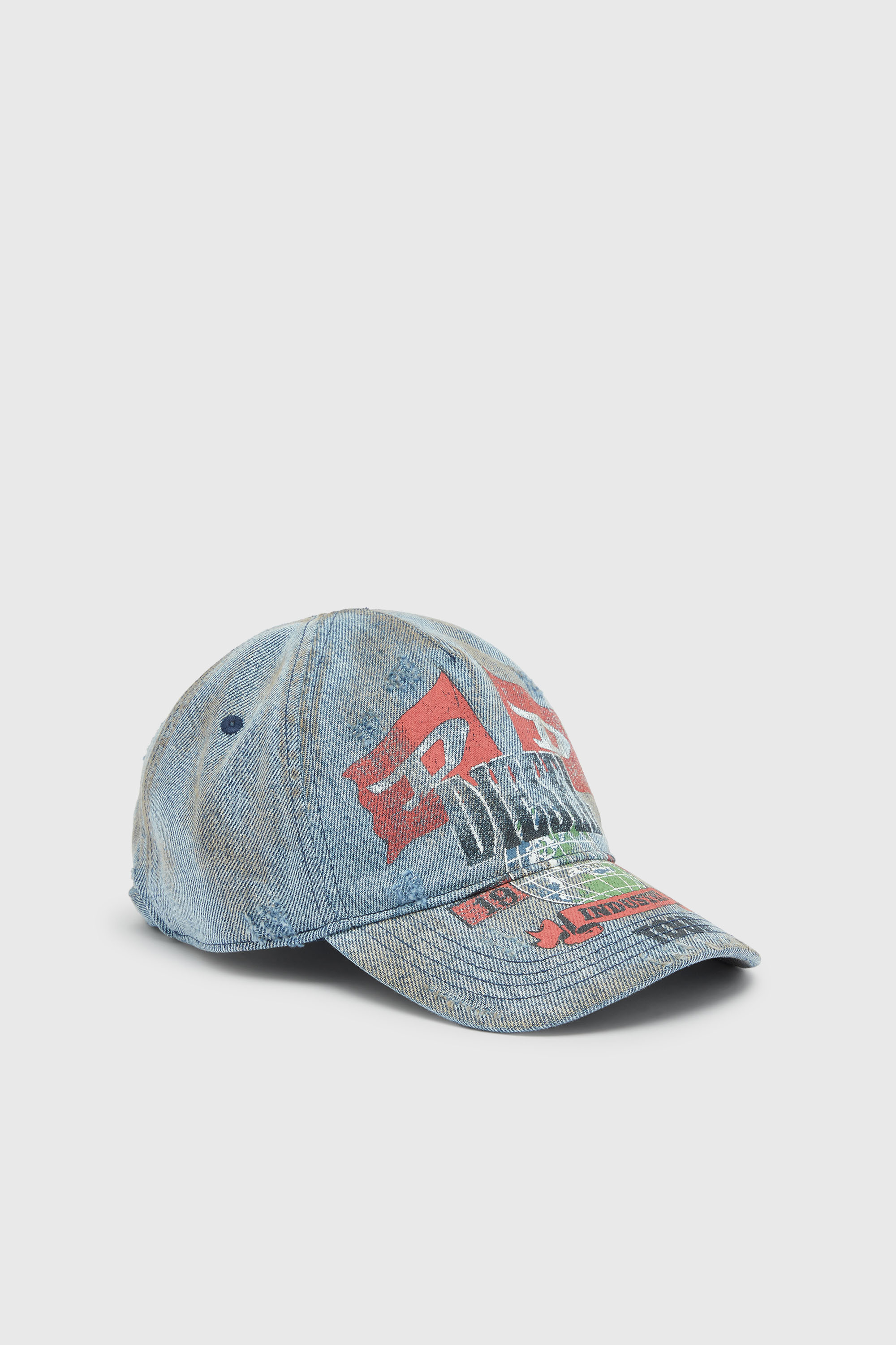 Diesel - C-ROCK, Man's Denim baseball cap with concert graphics in Light Blue - 1
