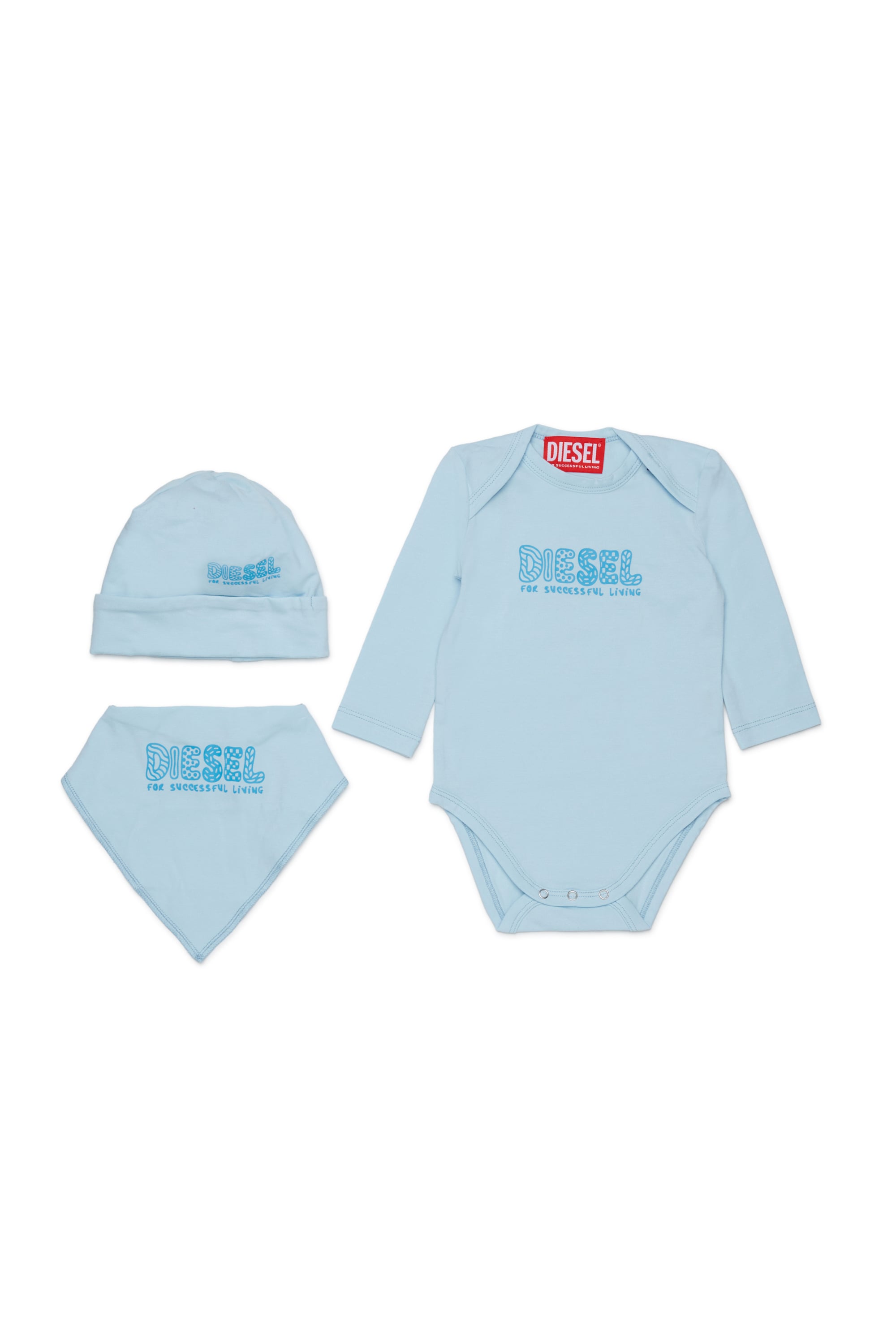 Diesel - UBBYBOX-NB, Unisex's Newborn set with doodle-logo print in Light Blue - 1