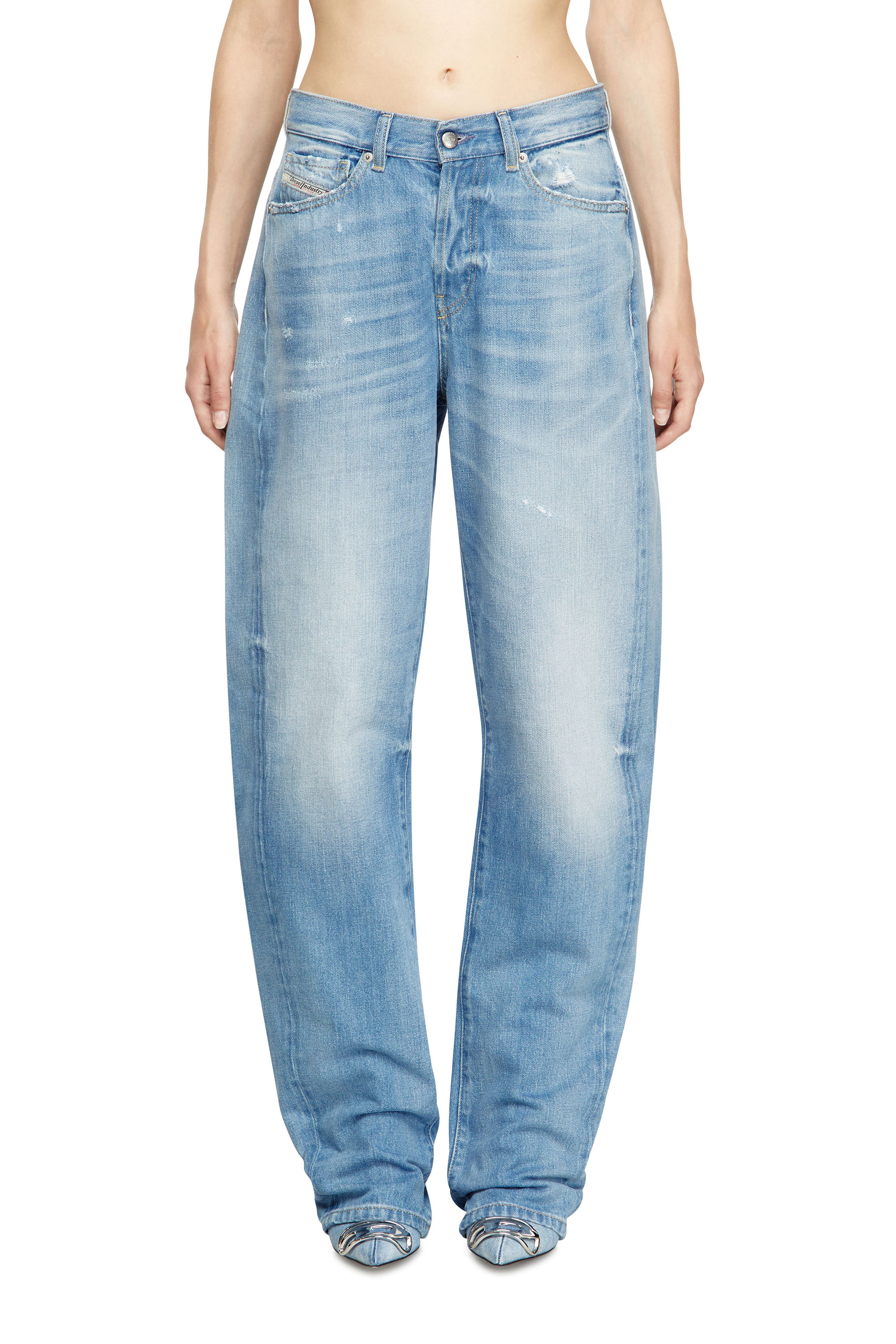 Diesel - Woman's Relaxed Jeans 1974 D-Ellz 09M24, Light Blue - 2