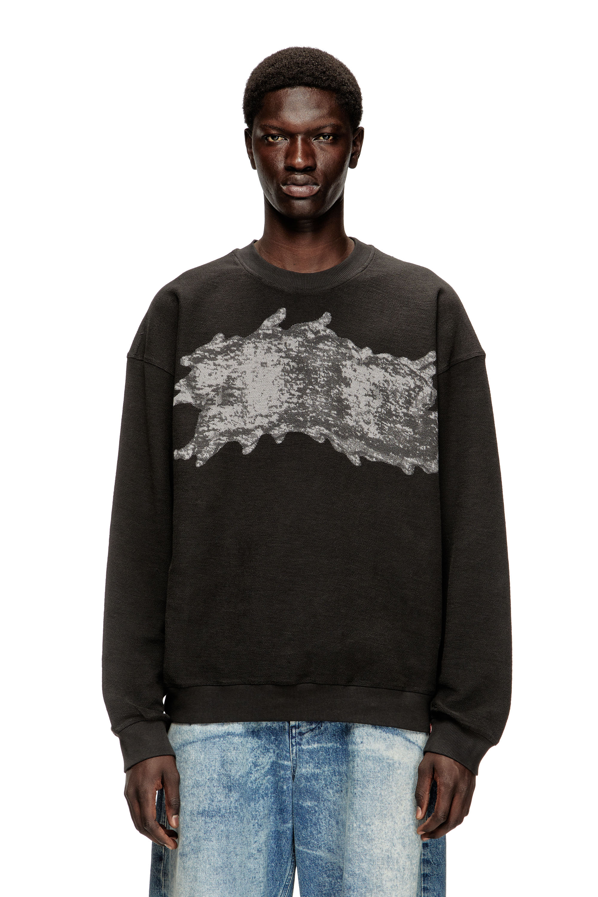 Diesel - S-VALENTIN-JMBV, Man's Sweatshirt with graffiti print in Dark grey - 3