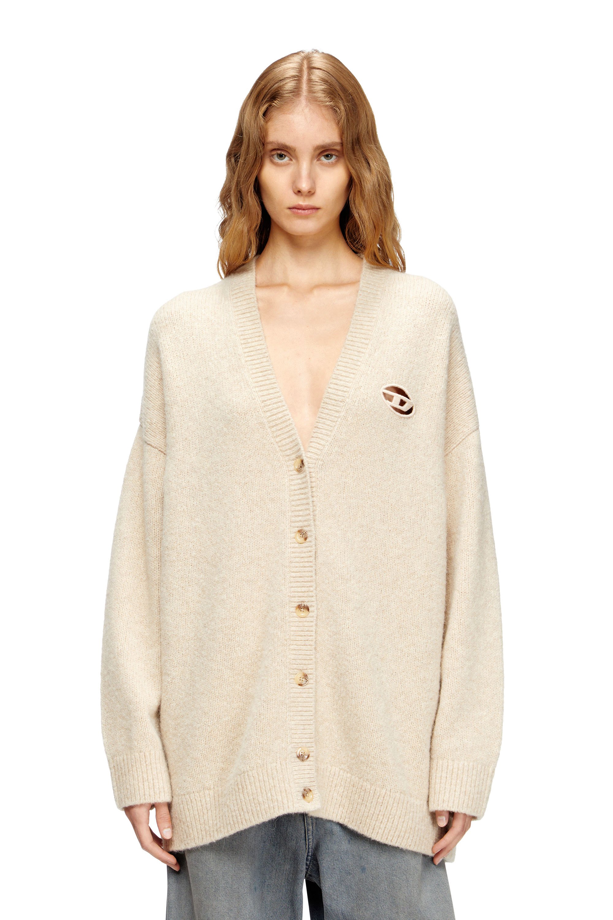 Diesel - M-AREELA, Woman's Cardigan in wool and alpaca blend in Beige - 1