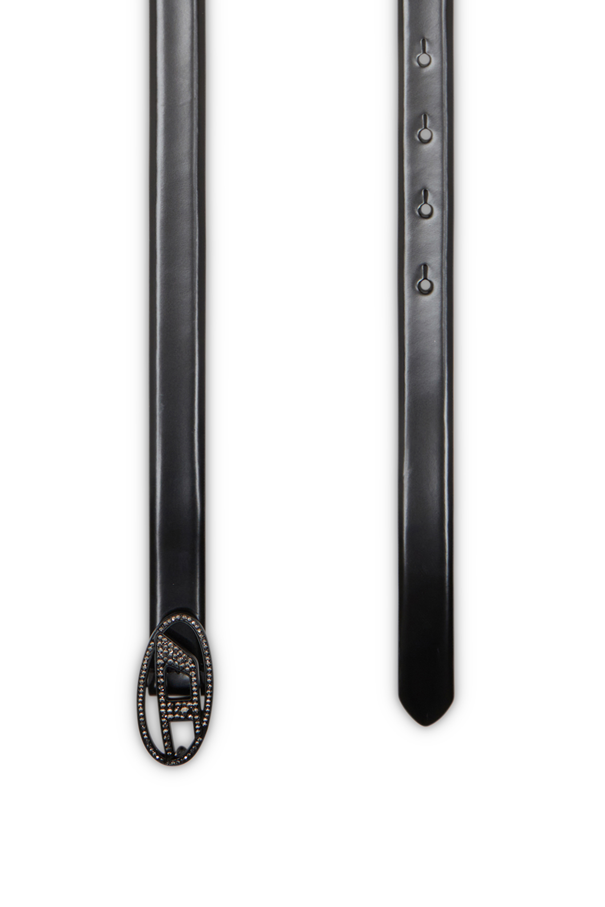 Diesel - B-1DR STRASS 20, Woman's Leather belt with rhinestone buckle in Black - 2