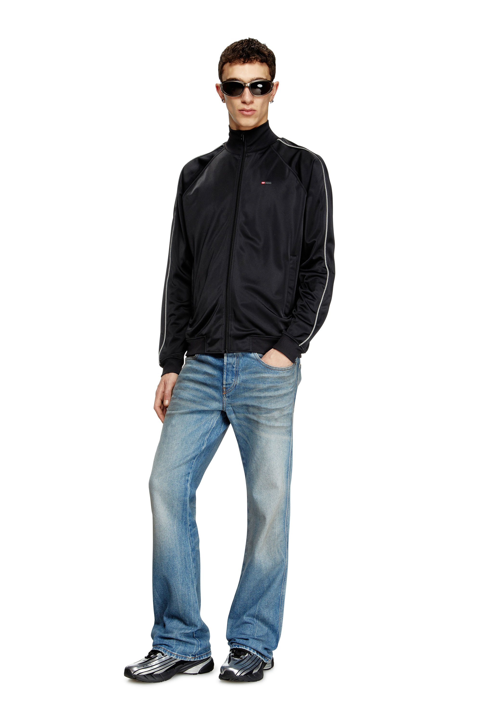 Diesel - S-RARMERO, Man's Track jacket with micro-logo embroidery in Black - 2