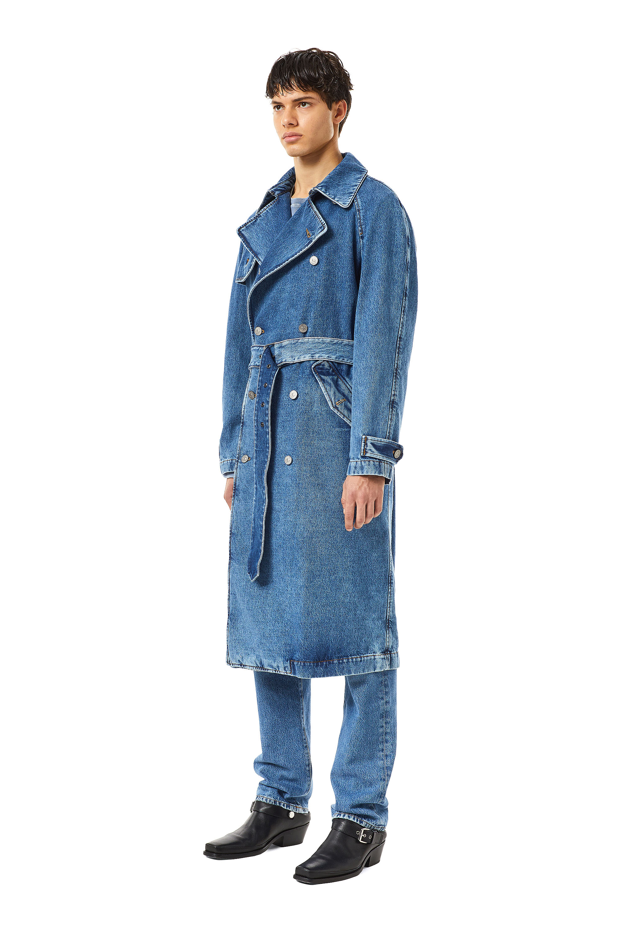 Diesel - D-DELIRIOUS DOUBLE BREASTED TRENCH COAT, Medium blue - Image 6