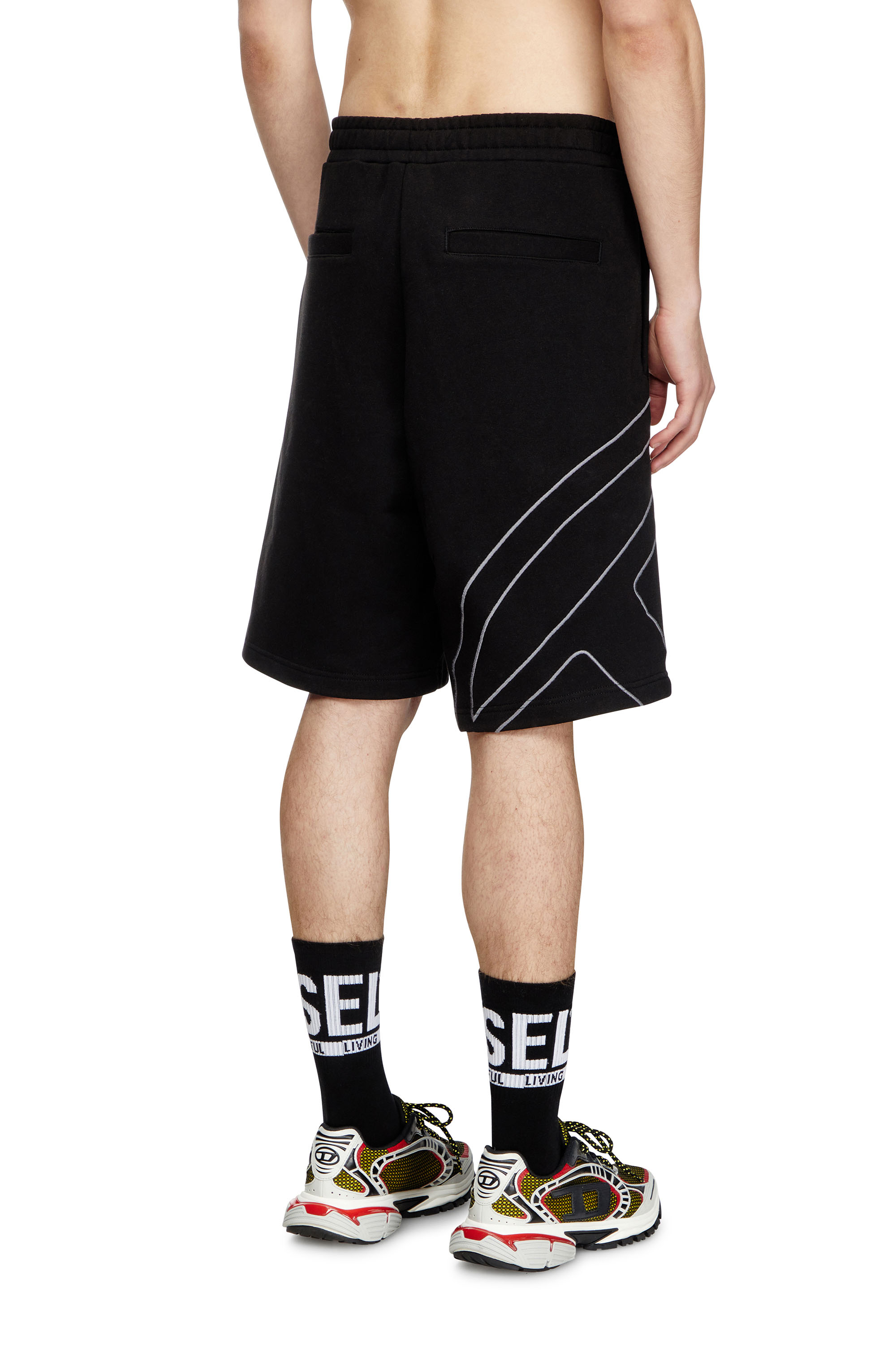 Diesel - P-CROW-MEGOVAL, Man's Sweat shorts with maxi D logo in Black - 4