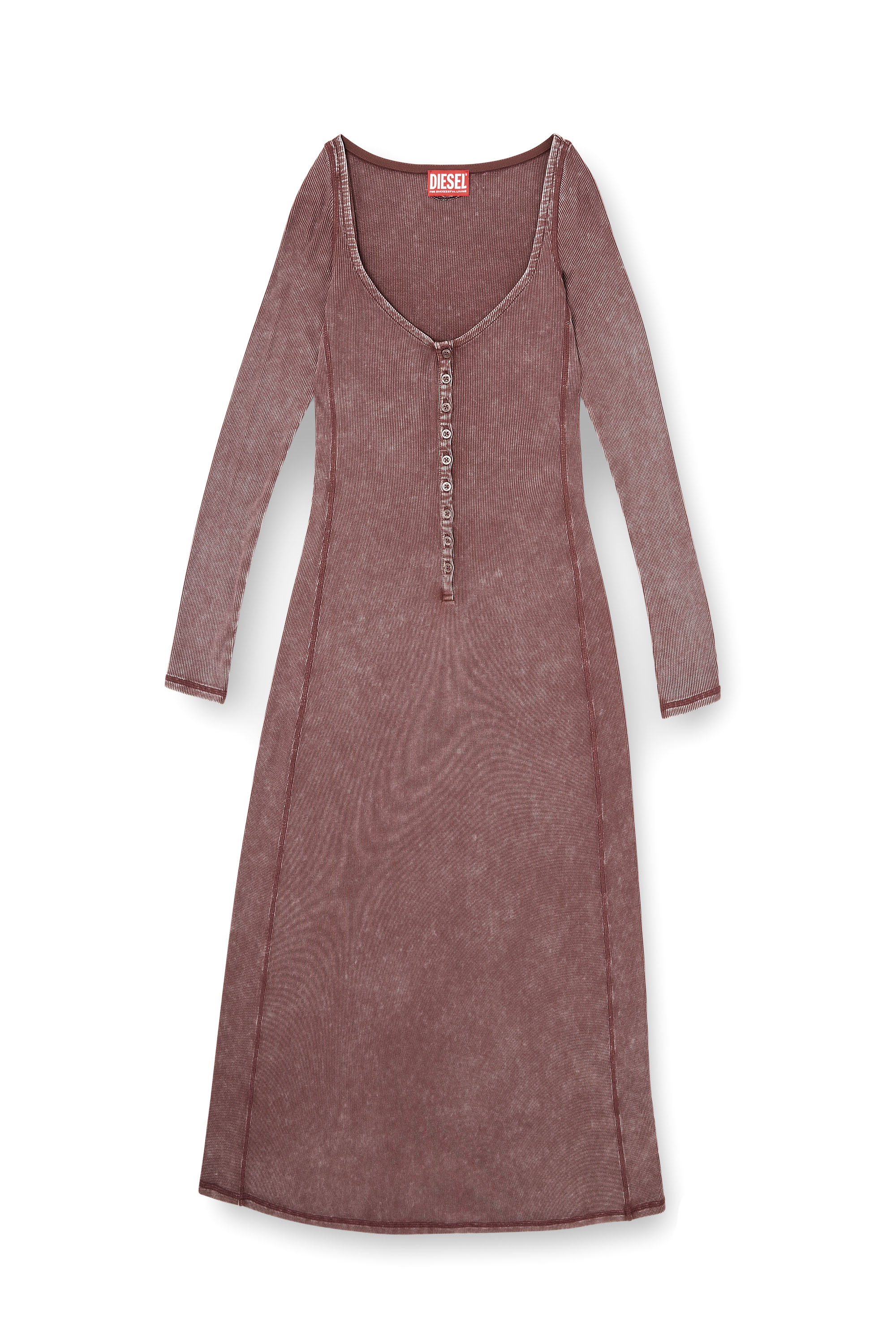 Diesel - D-LEY, Woman's Midi dress in faded ribbed jersey in null - 1