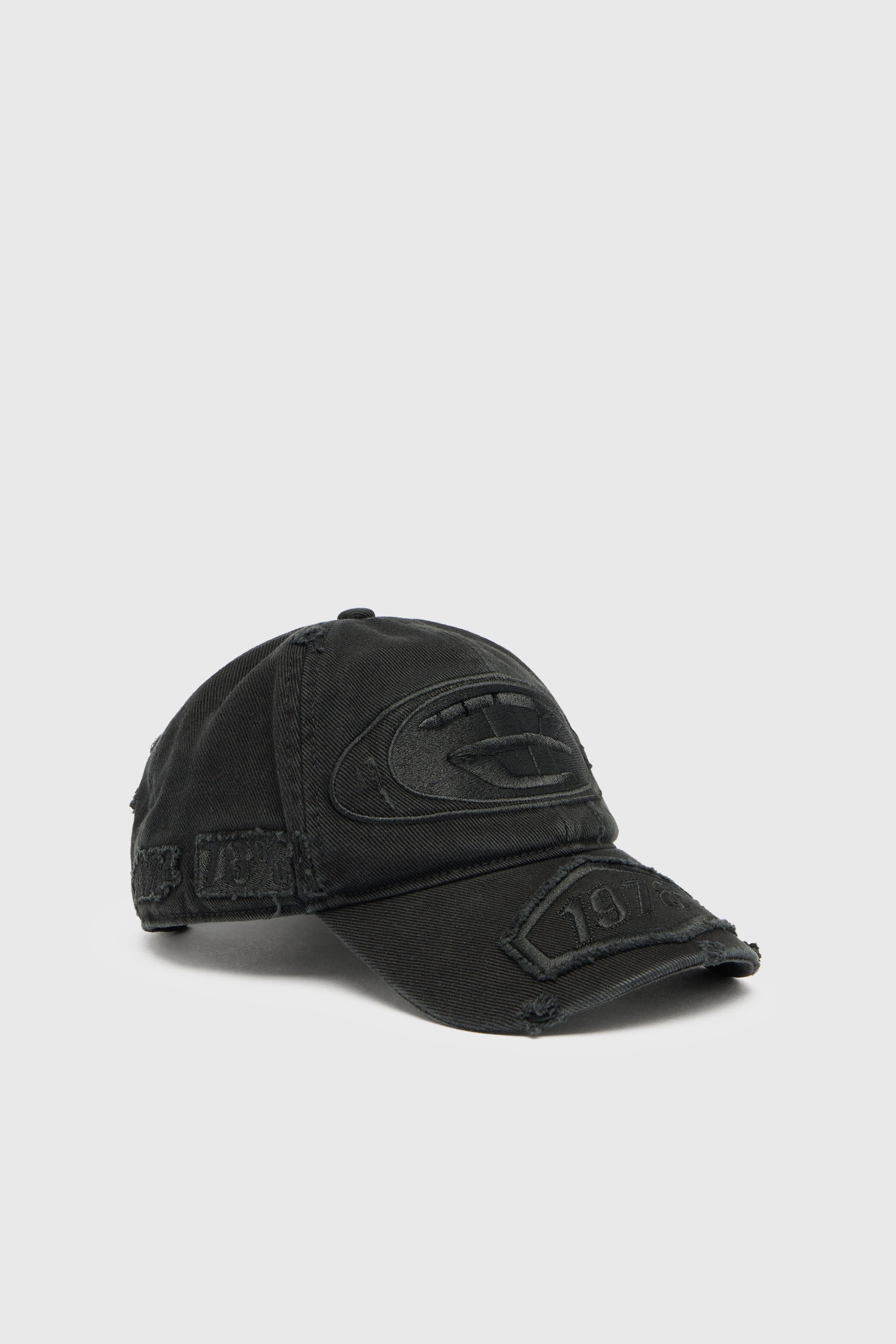 Baseball cap with embroidered patches