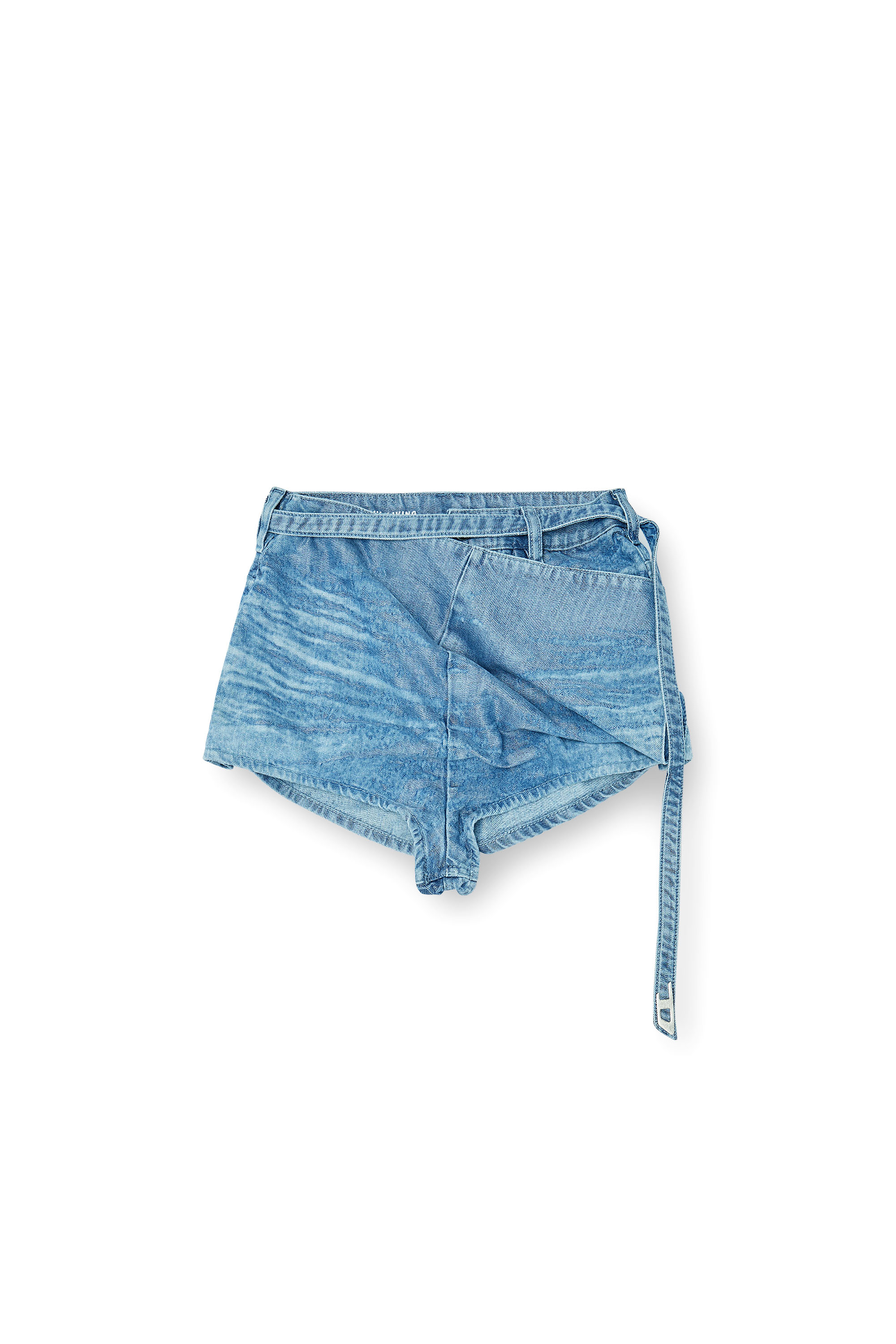 Diesel - DE-DREXA-FSI1, Woman's Shorts in satin denim in Blue - 3