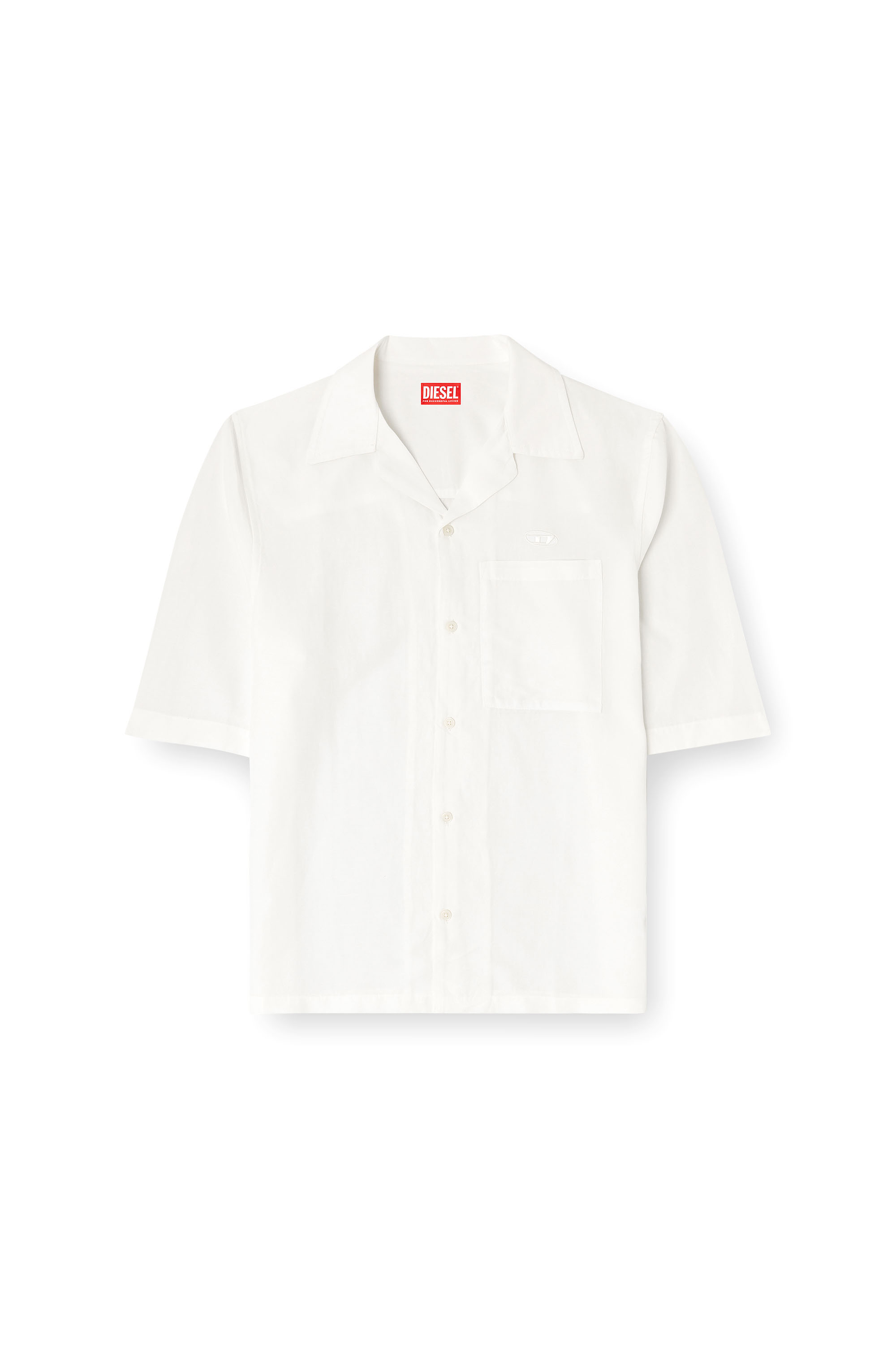 Diesel - S-BRACK-PGBS, Man's Linen-blend shirt with short sleeves in White - 3