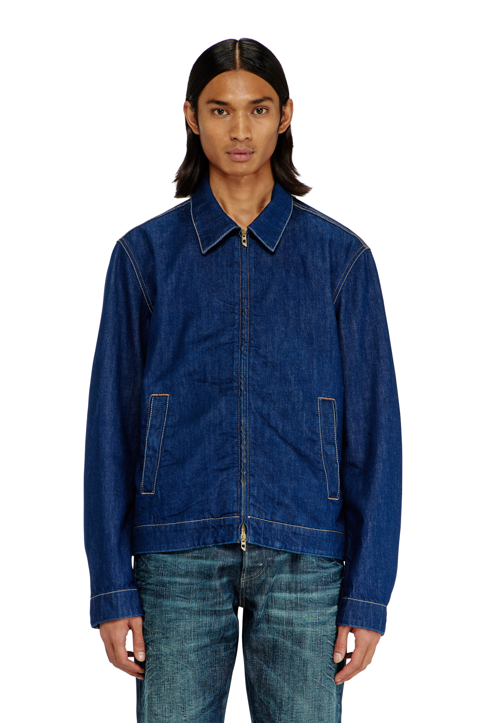 Diesel - D-ROHE, Man's Coach jacket in rinse denim in Medium blue - 1