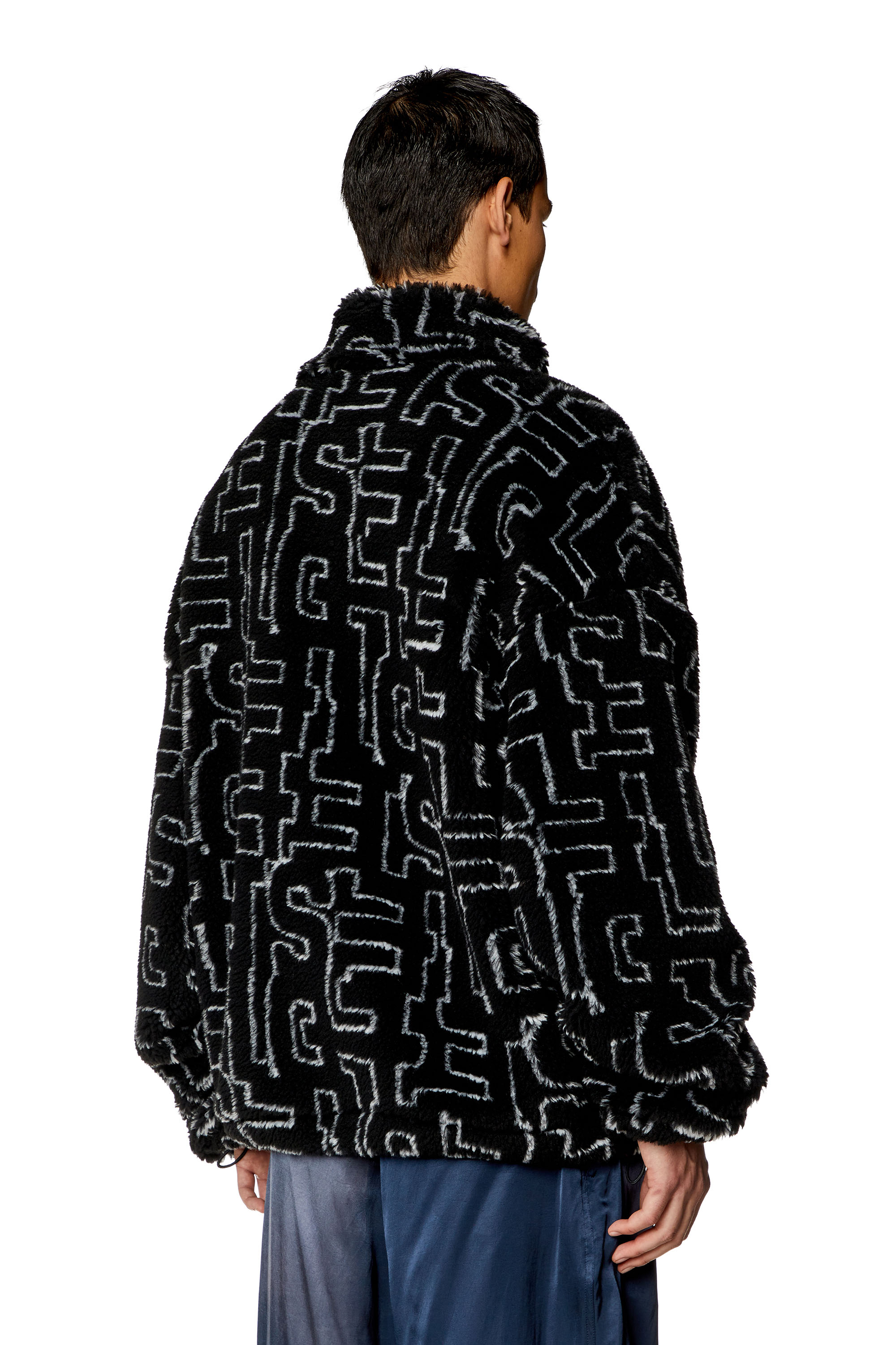 Diesel - S-LUCK, Man Teddy fleece jacket with Diesel monogram in Black - Image 4