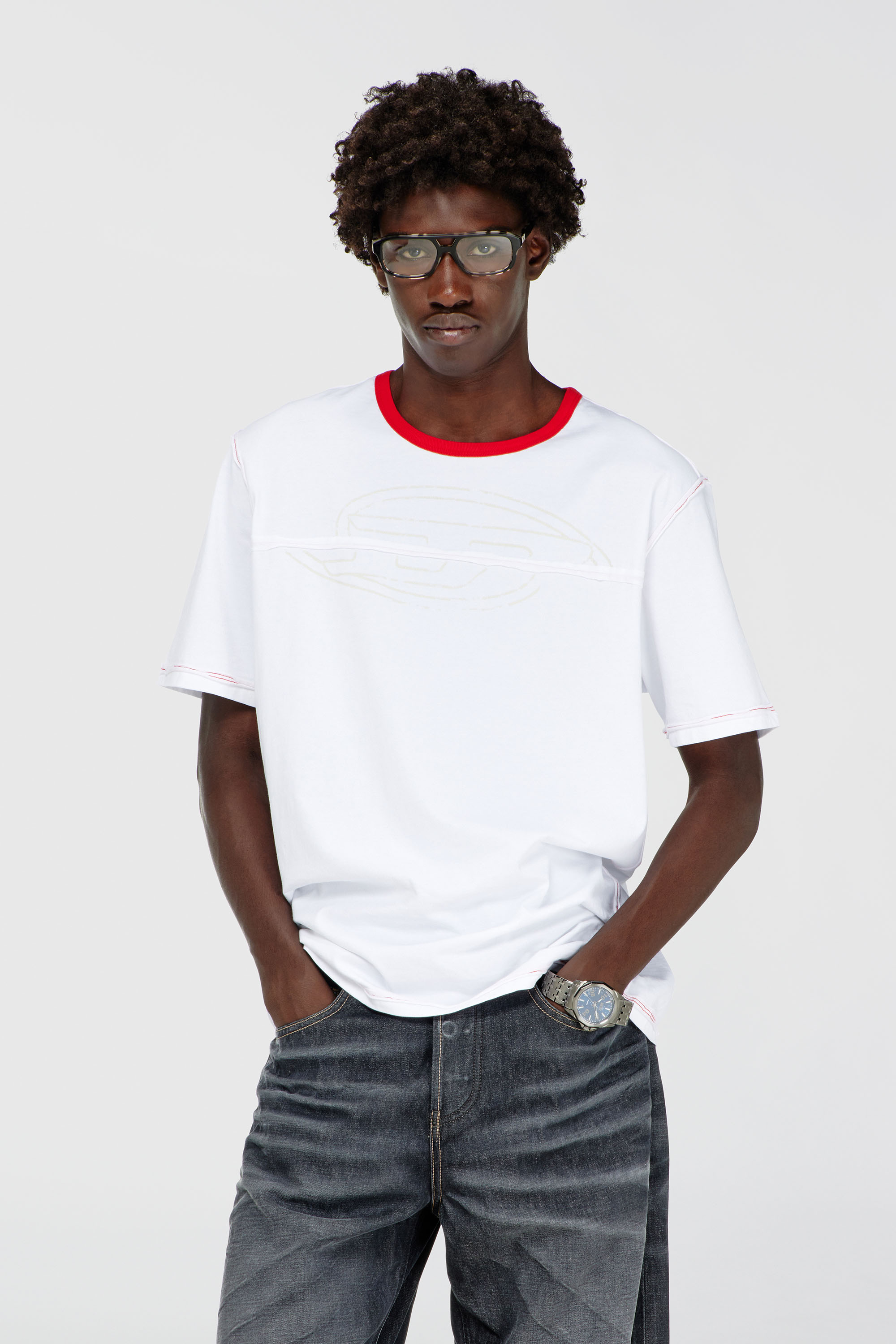 Diesel - T-ADJUST-CUT-OD, Man's T-shirt with sectioned Oval D in null - 2