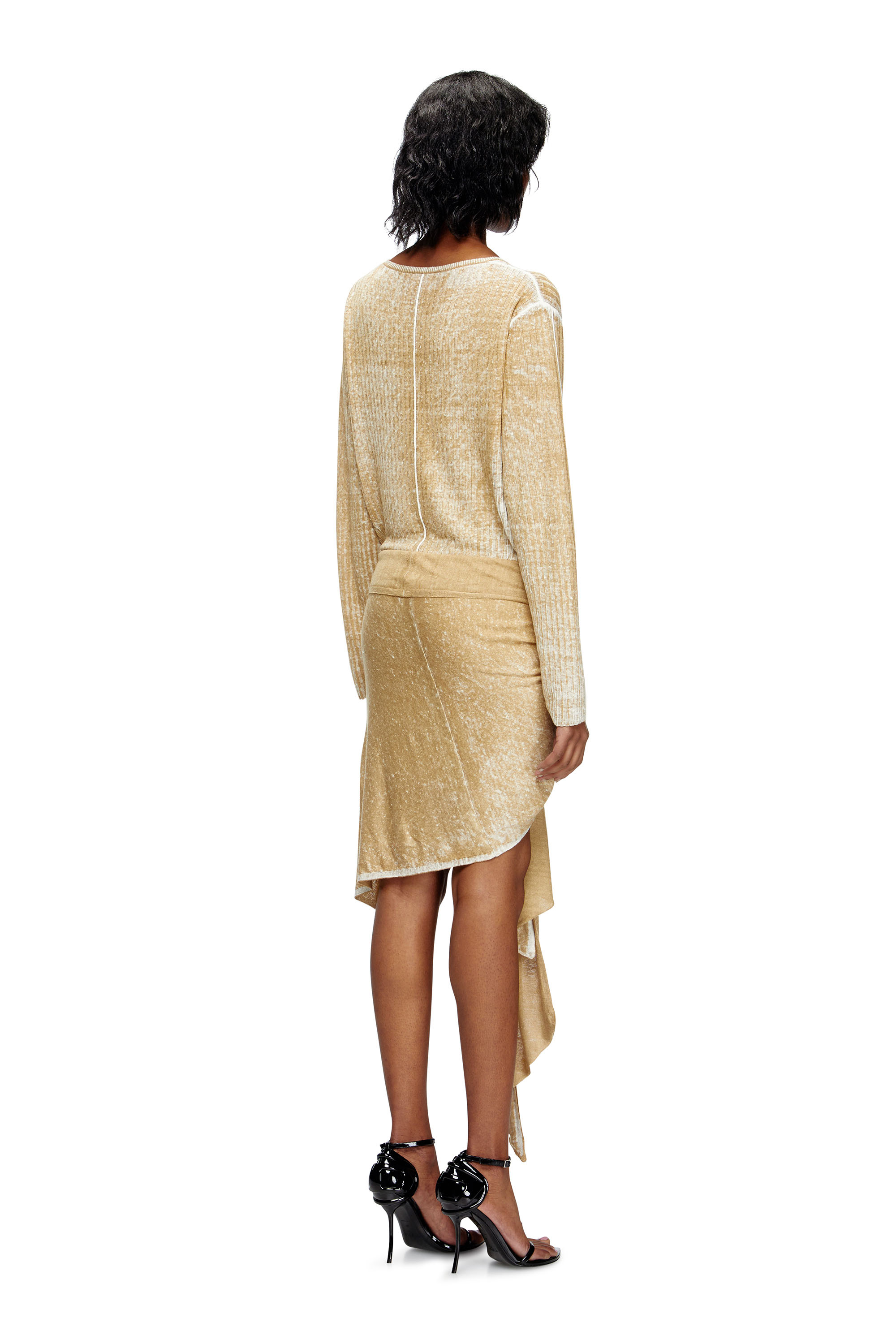 Diesel - M-EGAKNOT, Woman's Knitted dress with hip tie in Beige - 4