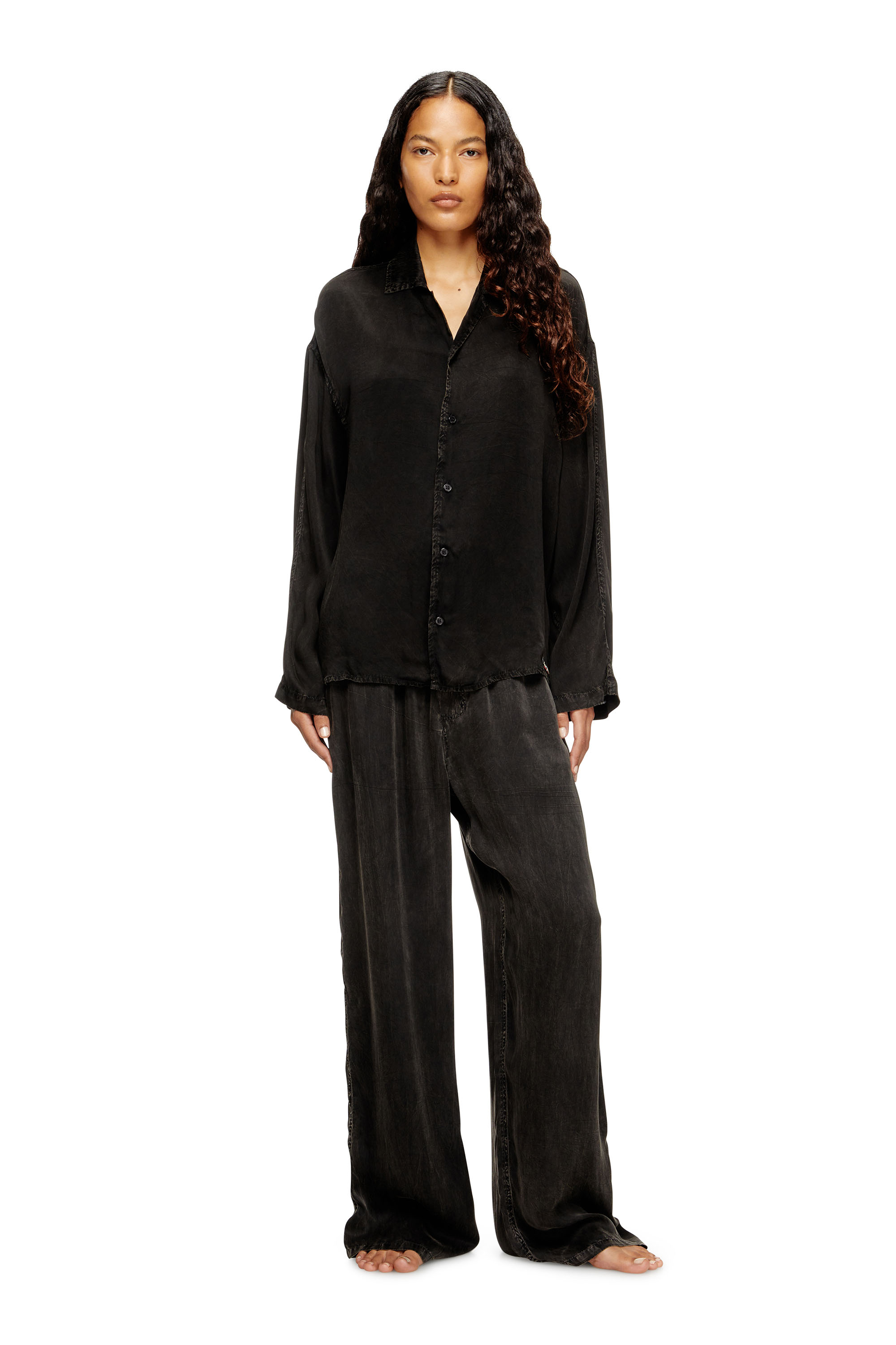 Diesel - SET-KEITH-DNM, Unisex's Fluid pyjamas with denim effect in Black - 6