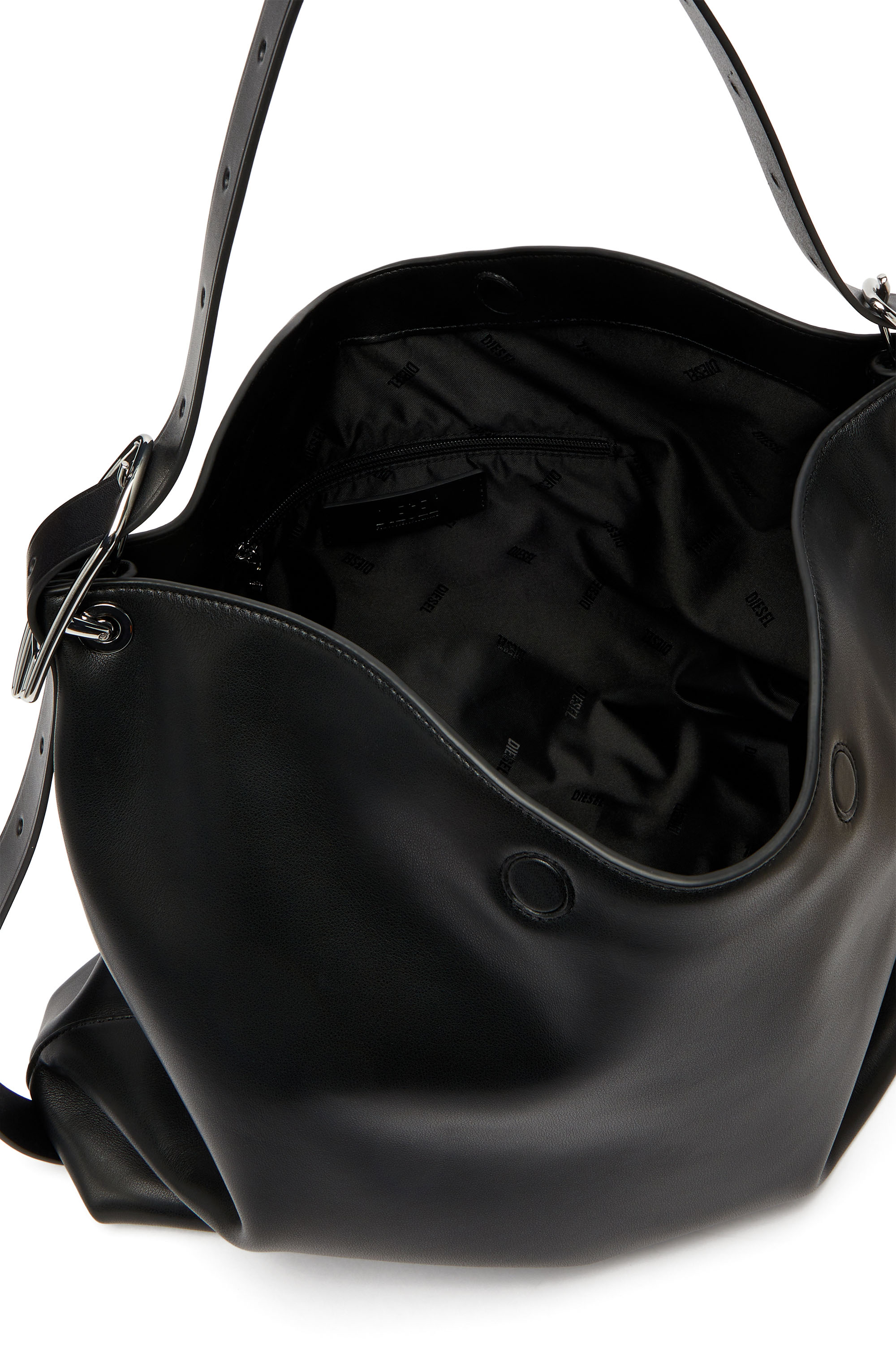 Diesel - D-LINE HOBO, Woman's D-Line-Leather hobo bag in Black - 5