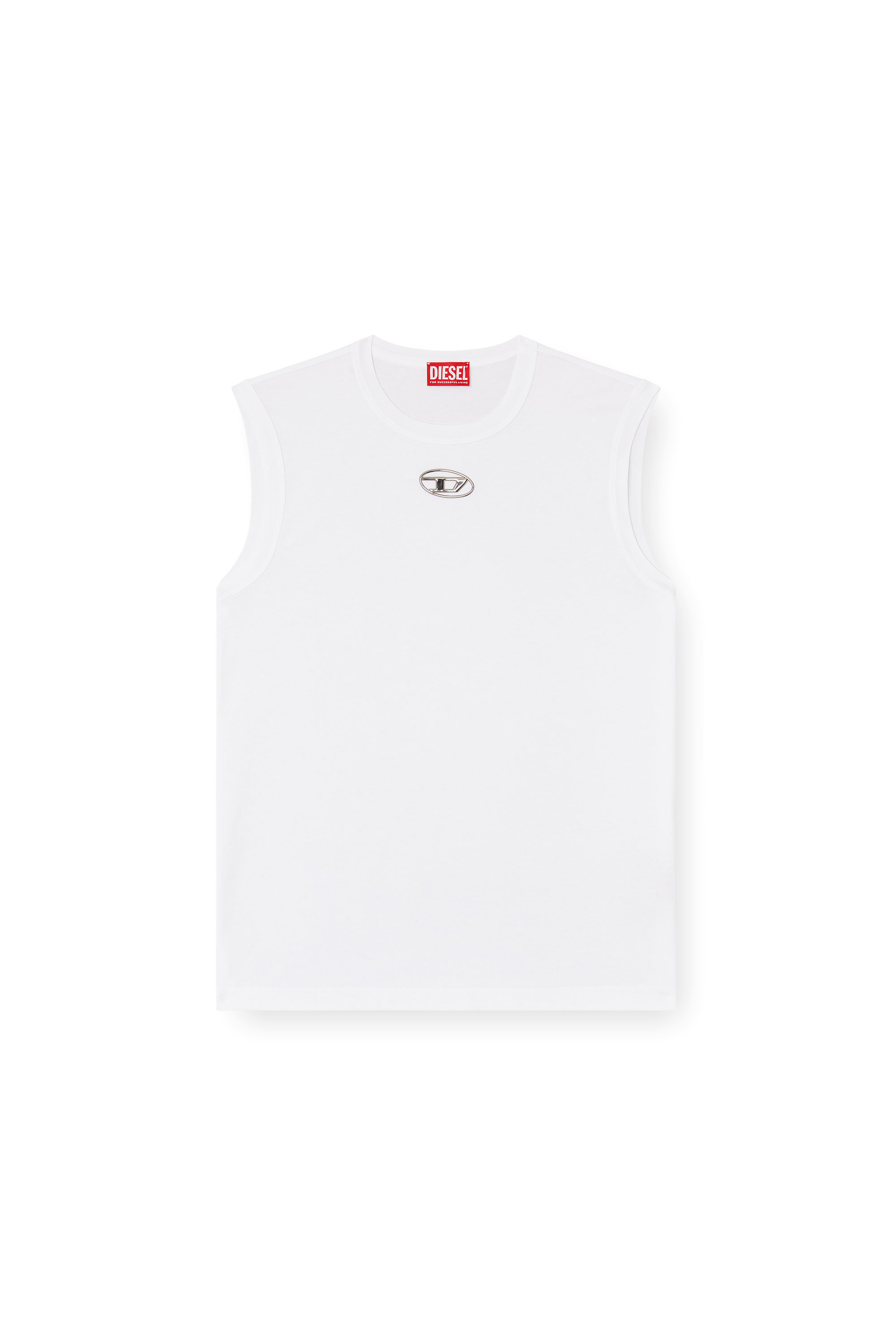 Diesel - T-BISCO-OD, Man's Tank top with metallic Oval D in White - 2