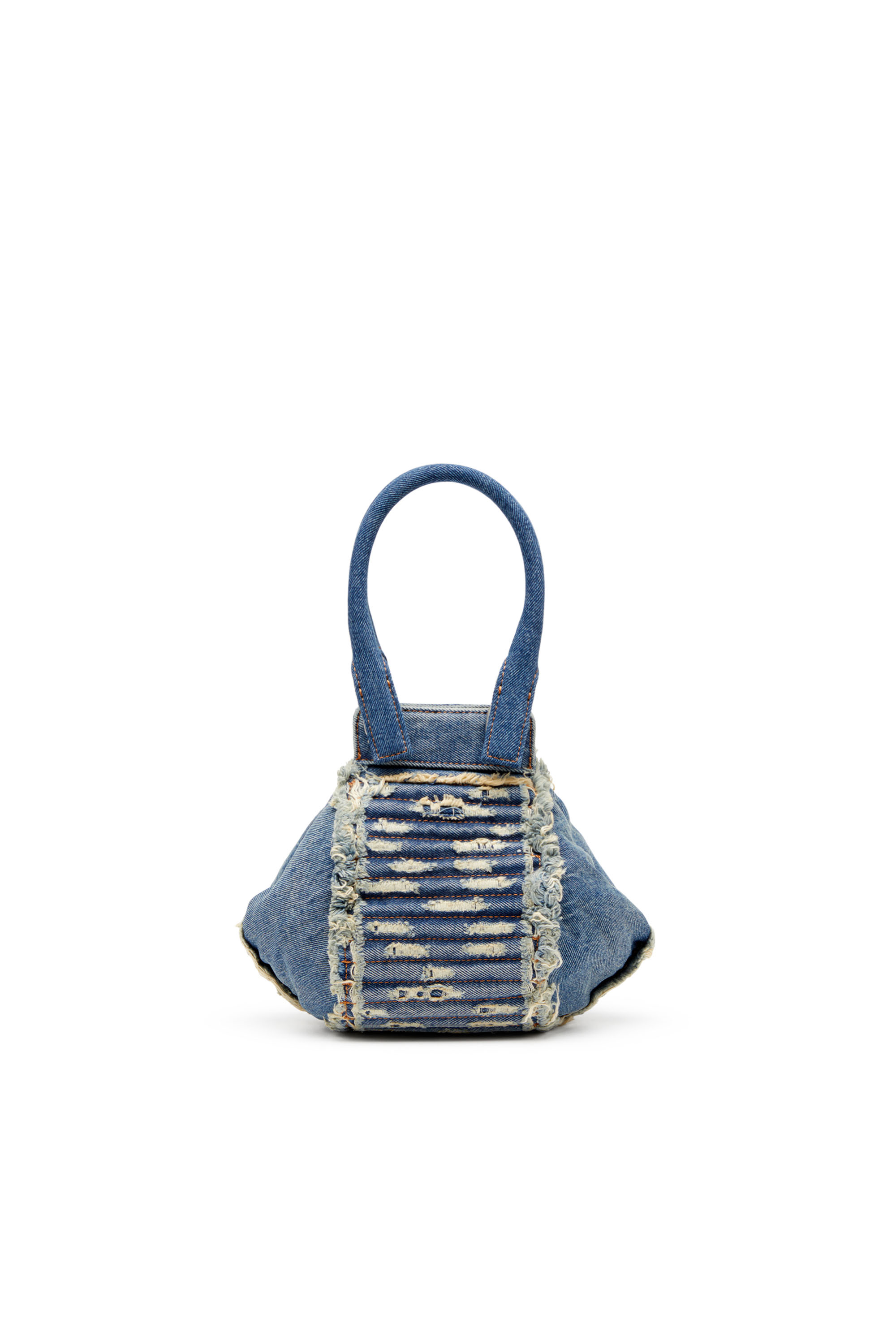 Diesel - D-VINA-XS, Woman's D-Vina-Xs-Handbag in distressed quilted denim in Blue - 3