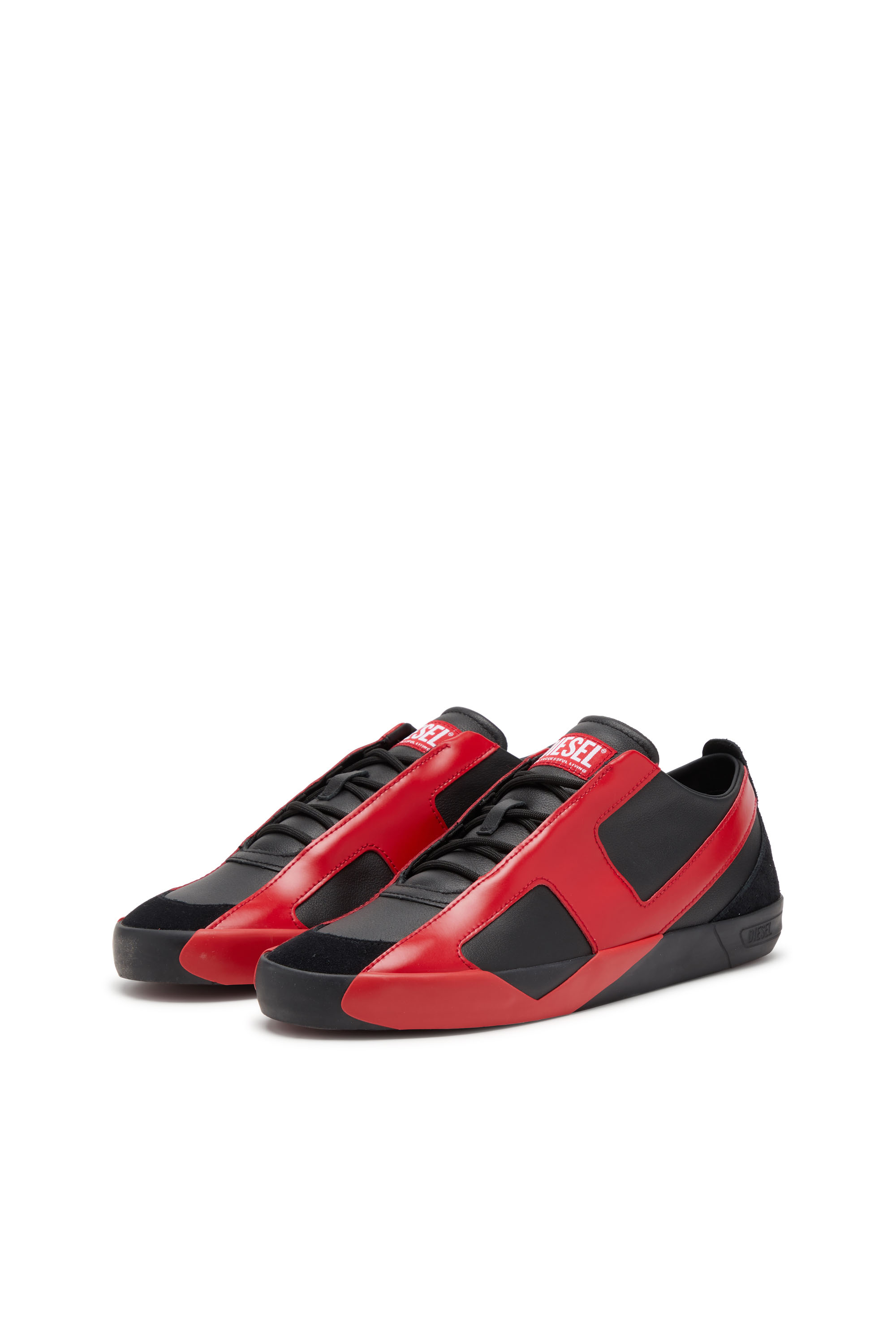 S-SLANTE-D LOW, Black/Red Diesel - S-SLANTE-D LOW, Man's S-Slante-D-Sneakers in suede and leather with D logo in Black/Red - 9