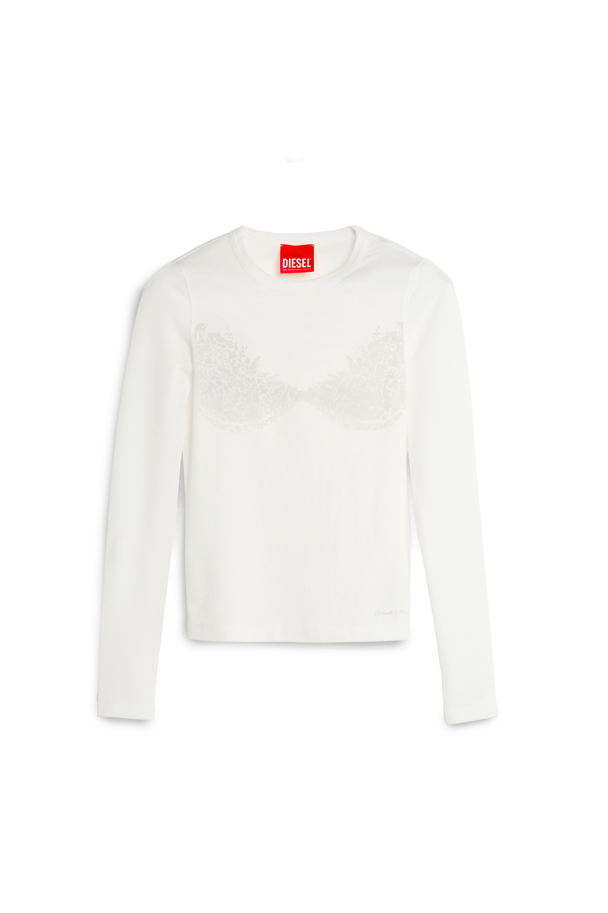 Diesel - PR-T-MOKKI-LS-R, Woman's Top with devor&eacute; lace effect in White - 2