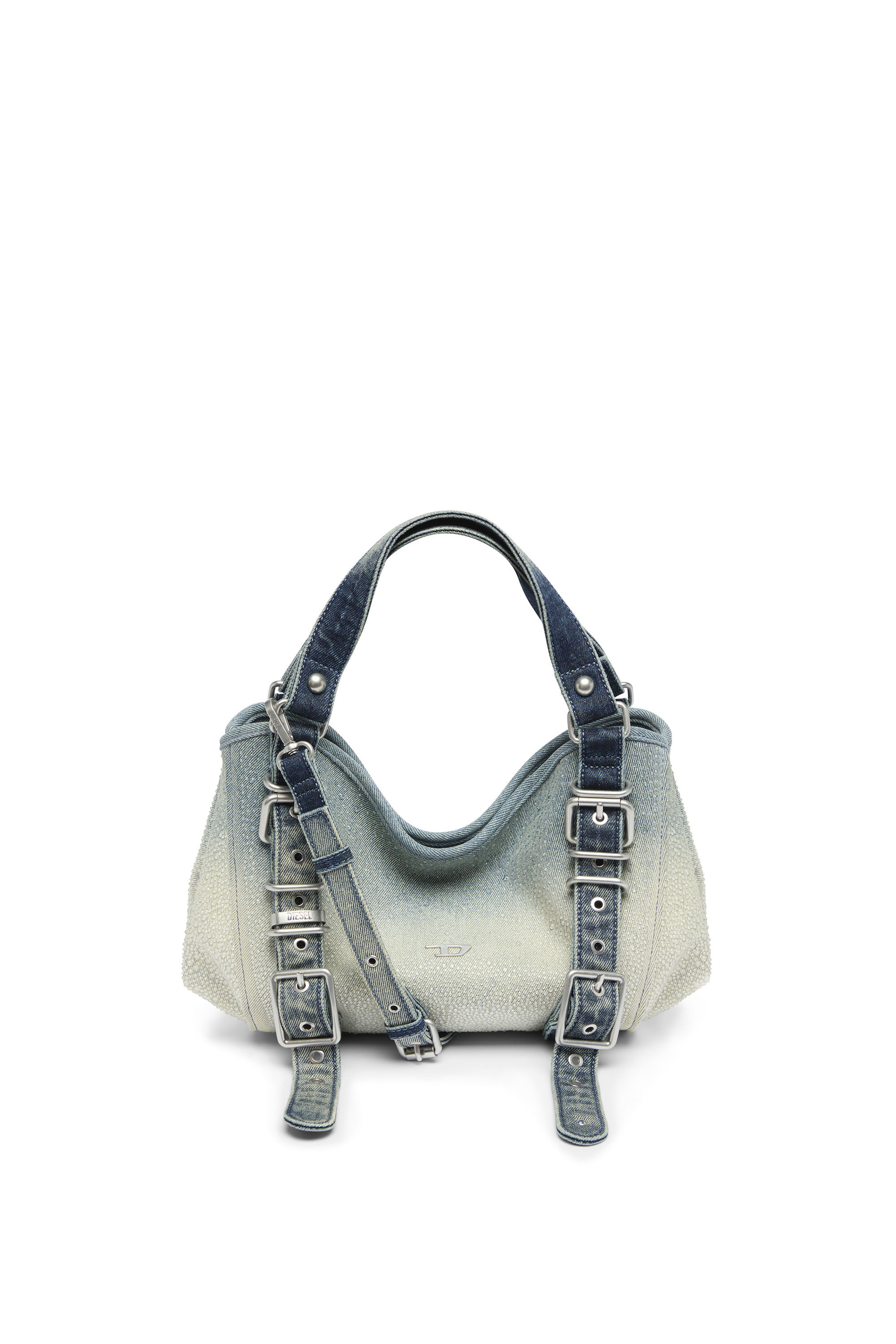 Diesel - D-ONE TOPHANDLE S, Woman's D-One-Small top-handle bag in crystal solarised denim in Blue - 2
