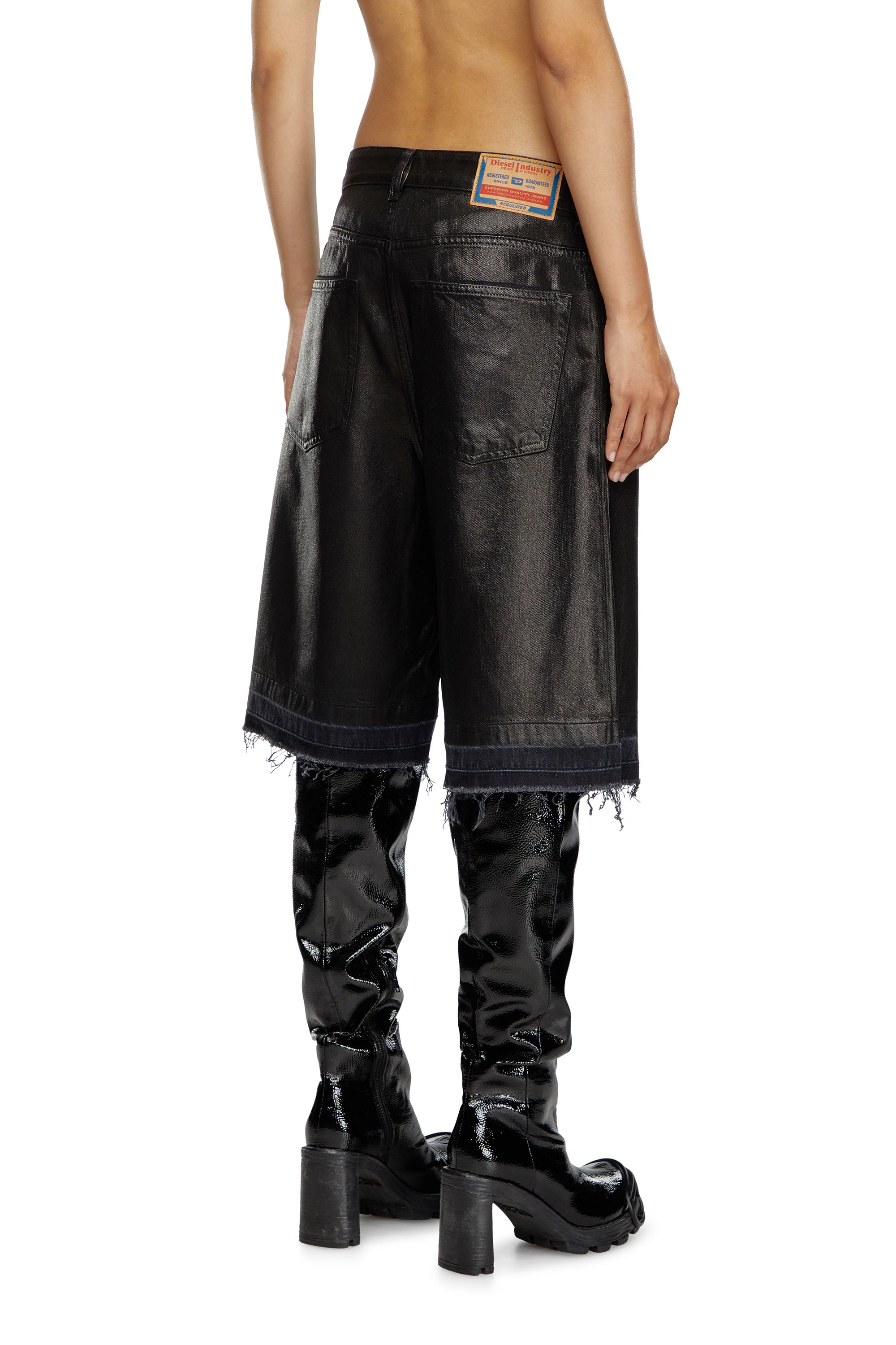 Diesel - DE-SIRE-SHORT, Woman Shorts in coated tailoring denim in Black - Image 3