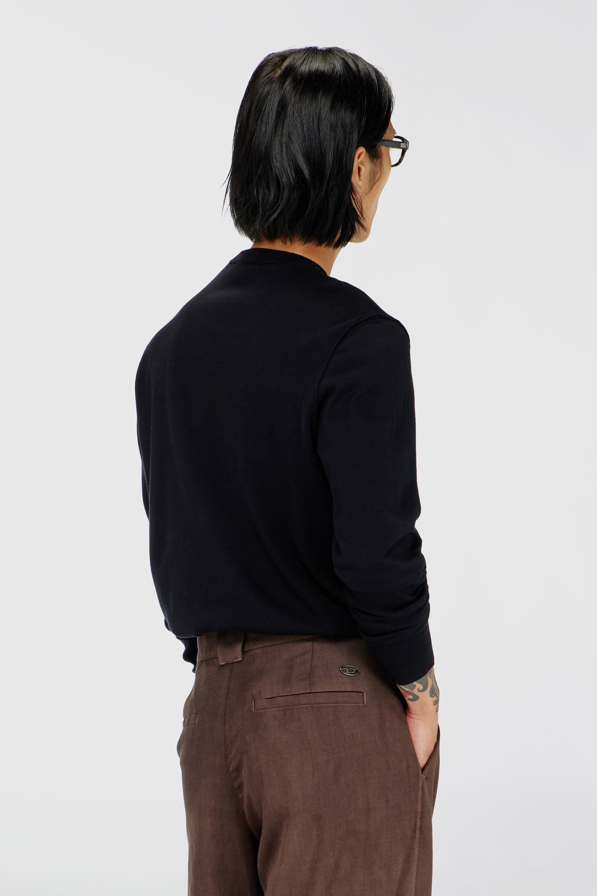 Diesel - K-FREEX-TAG-T92, Man's Cotton knitwear with tonal logo in Black - 4