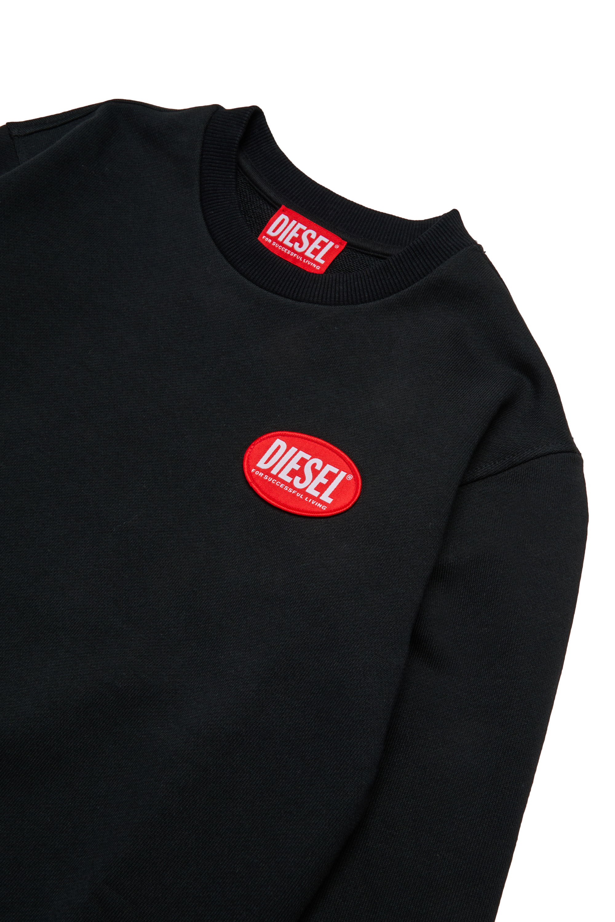 Diesel - SPATCH OVER, Man's Cotton sweatshirt with applied logo in Black - 3