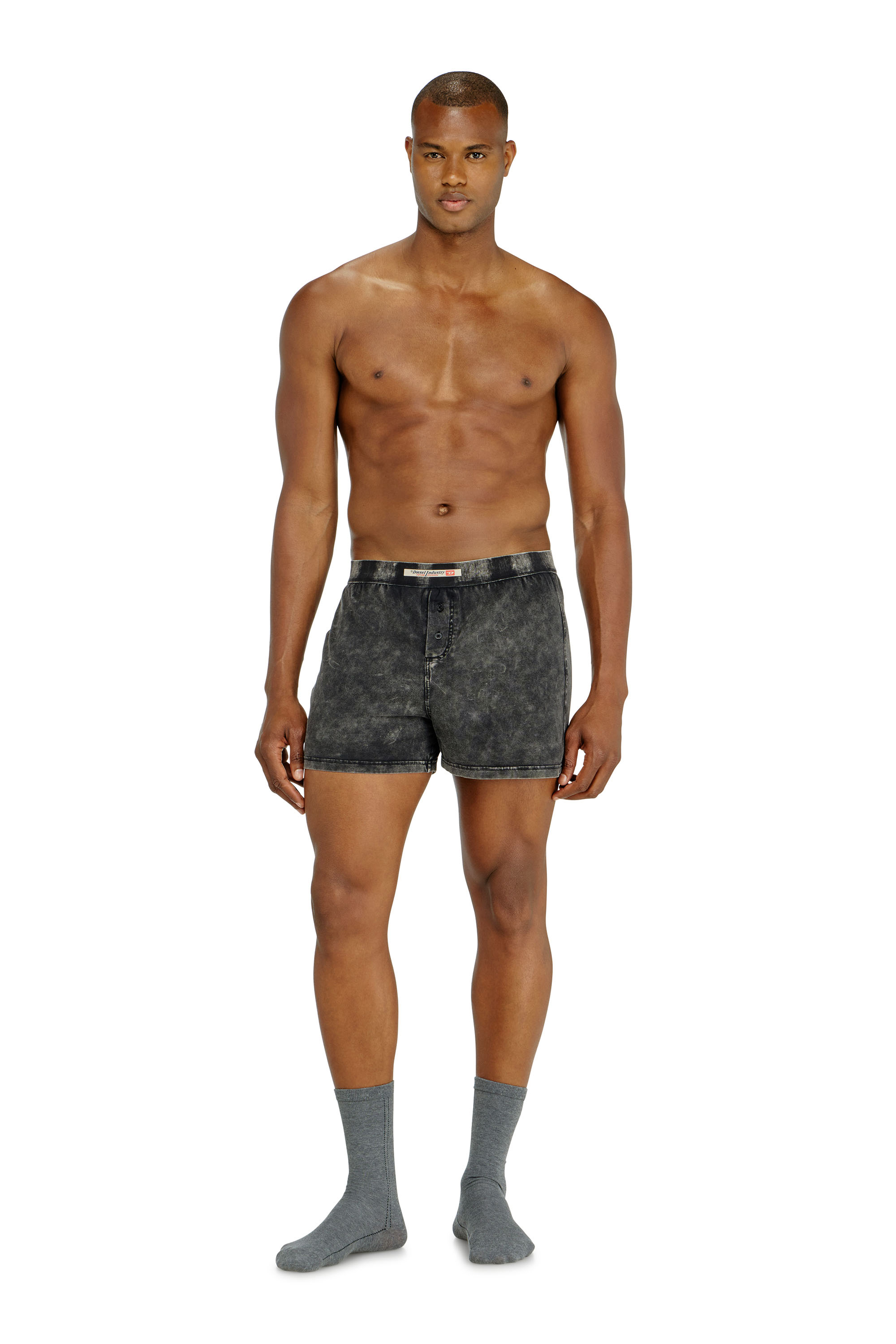 Diesel - STARPER-EL-DNM, Man's Boxer briefs in cotton with denim effect in Dark grey - 1