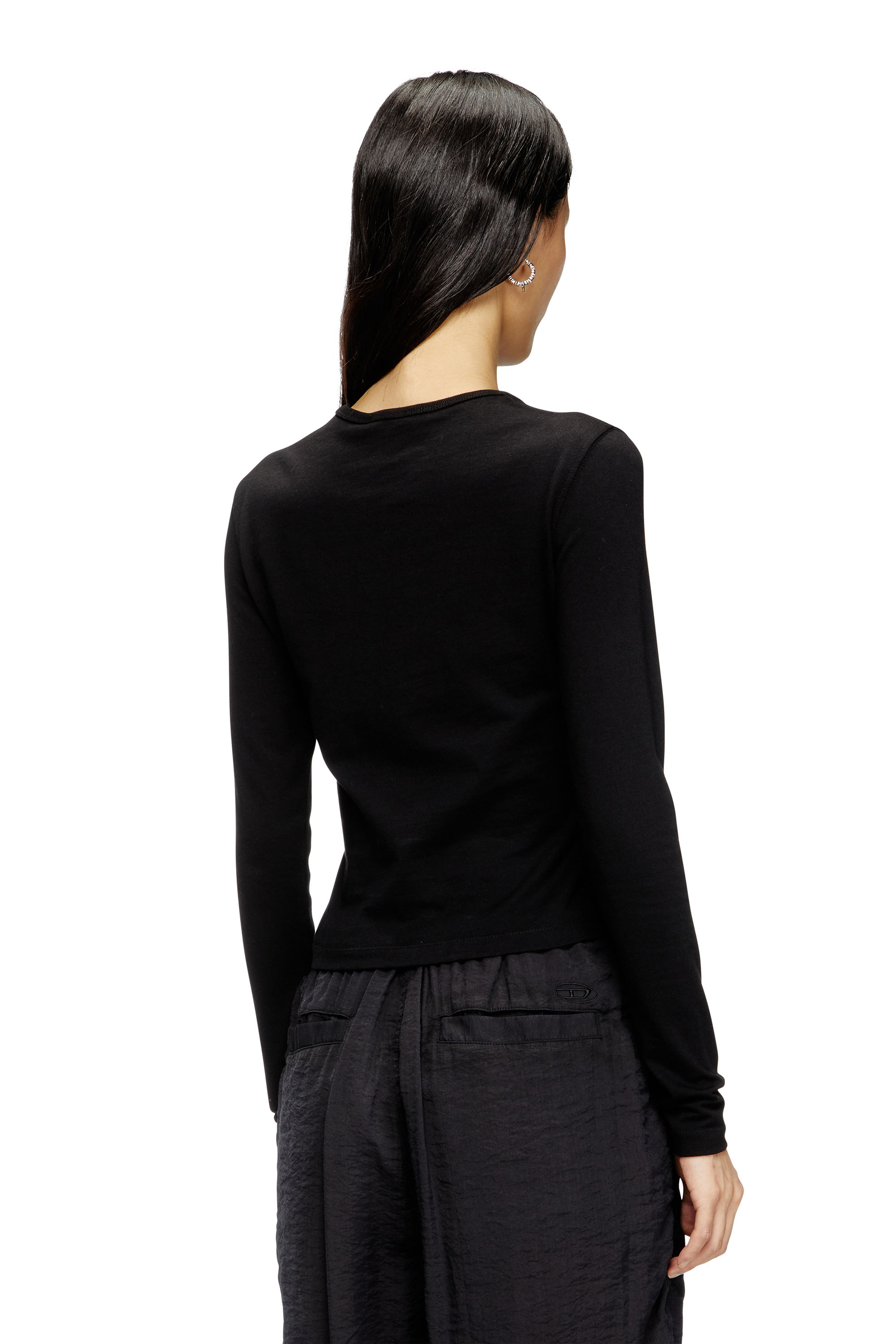 Diesel - T-UNCUTIE-LONG-LS-OD, Woman's Long-sleeve top with Oval D cut-out in Black - 4