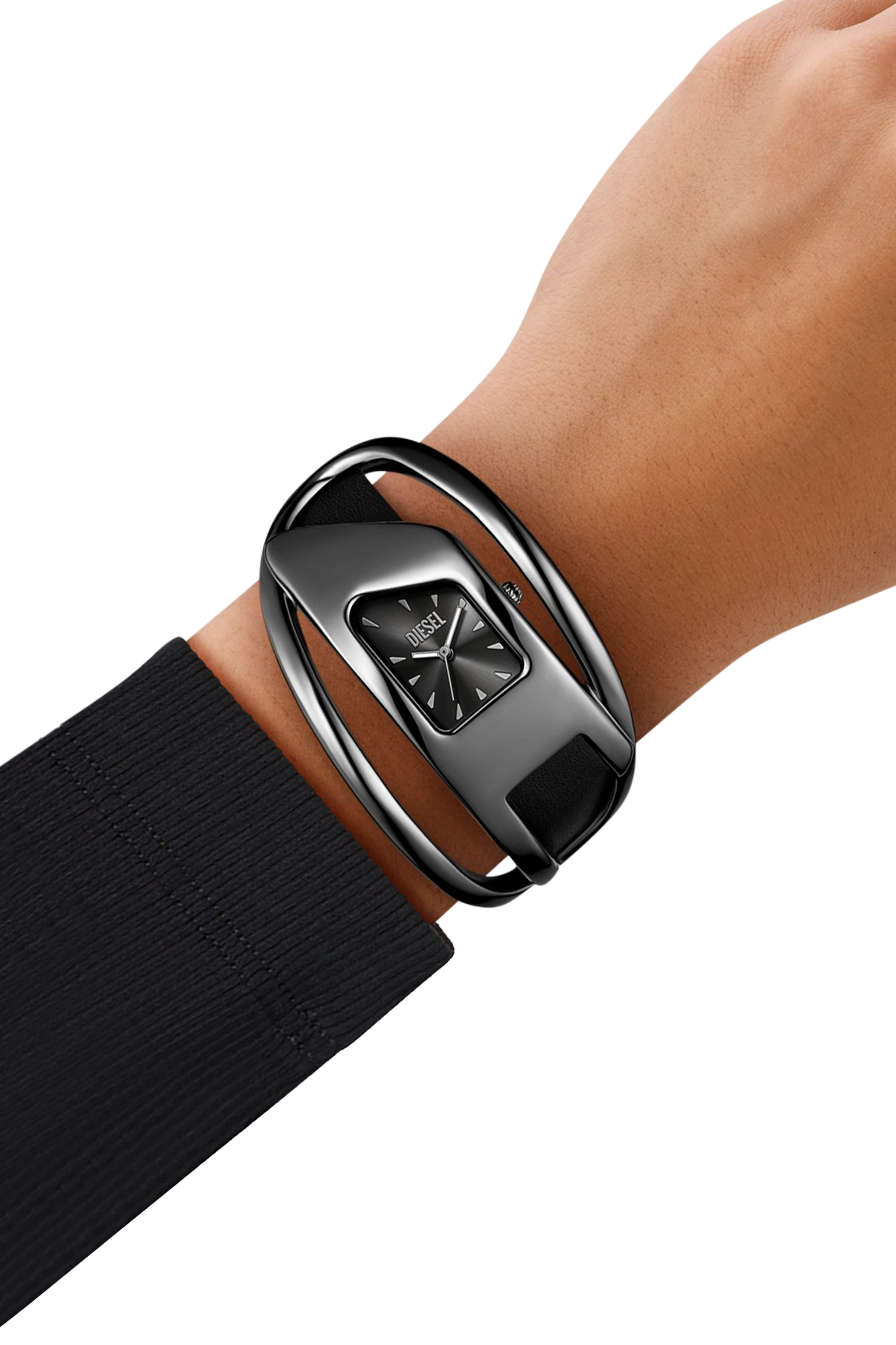 Diesel - DZ5629 WATCH, Woman's Wrap-D black leather watch in Black - 4