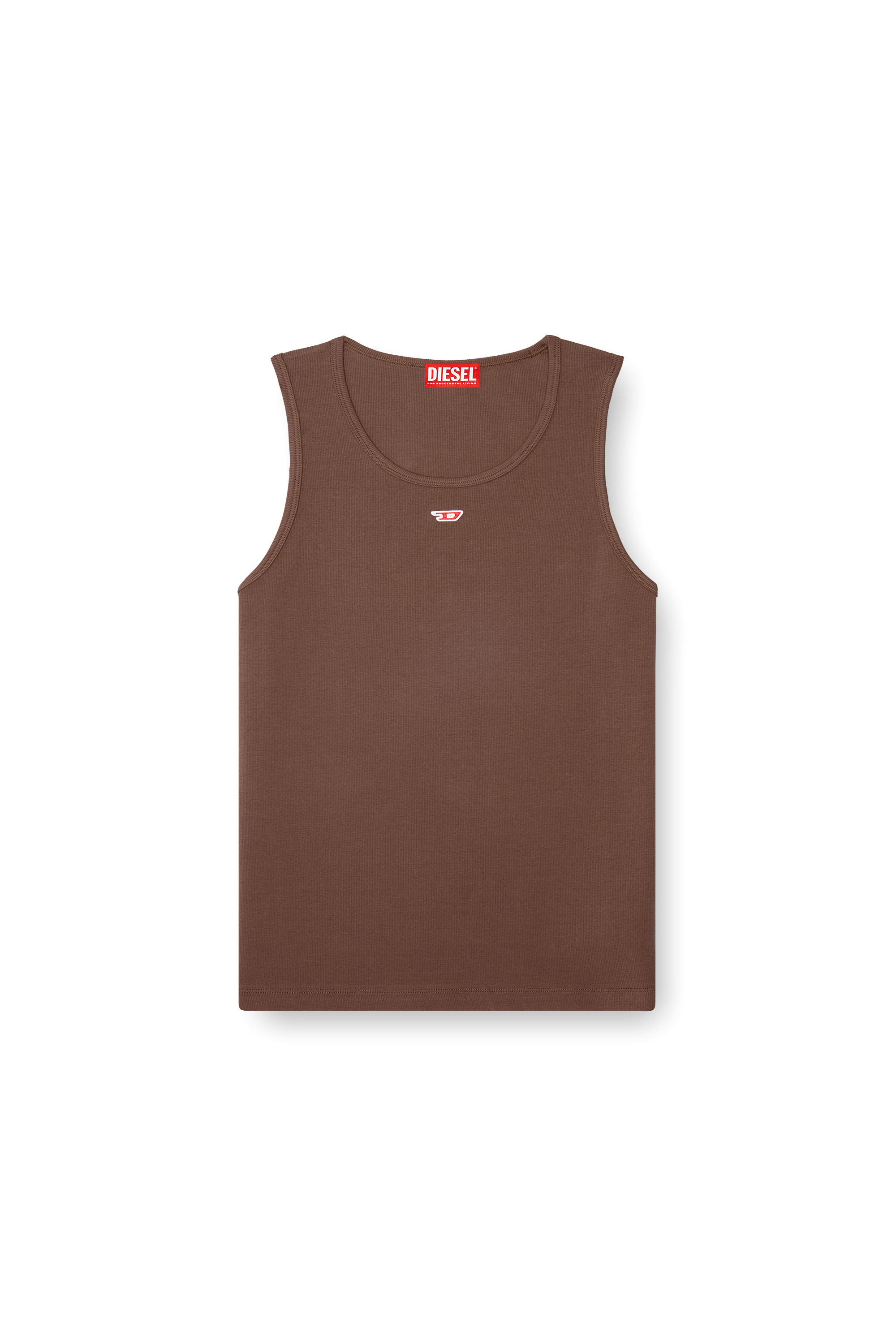 Diesel - T-LIFTY-D, Man's Tank top with mini D logo patch in Brown - 3