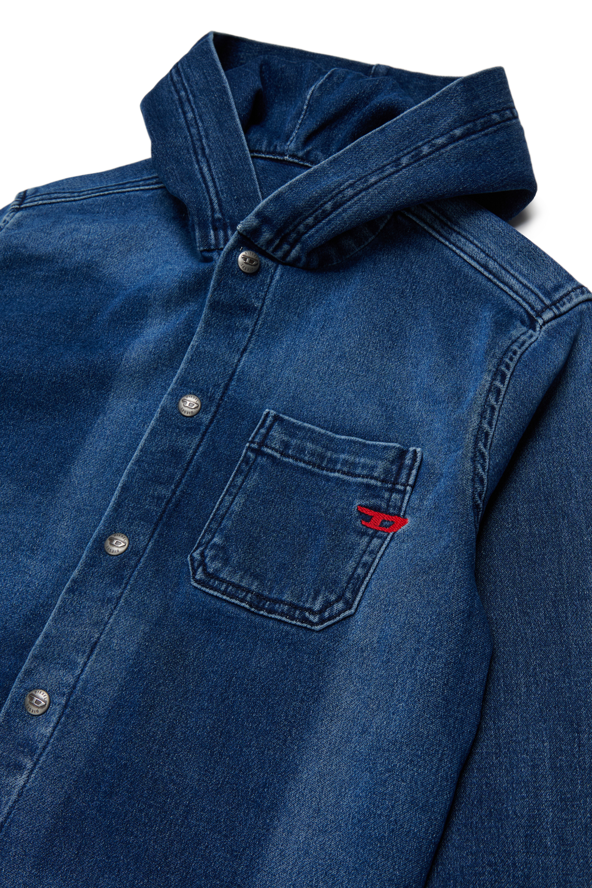 Diesel - CAMPS-OVER JJJ, Man's Hooded shirt in shadow-effect JoggJeans in Dark Blue - 3