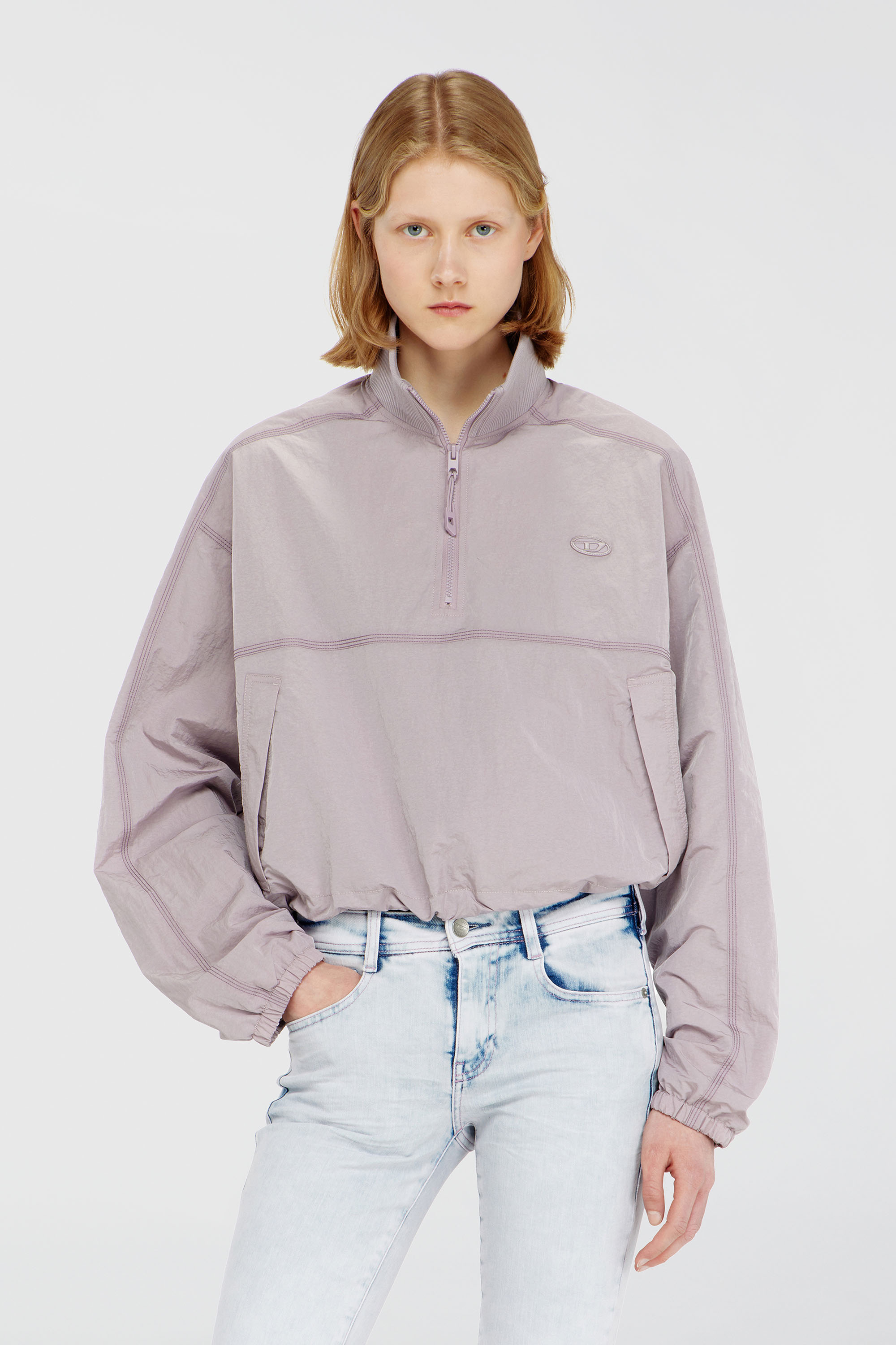 Diesel - G-ANOCK, Woman's Relaxed nylon jacket with mock neck in Lilac - 1