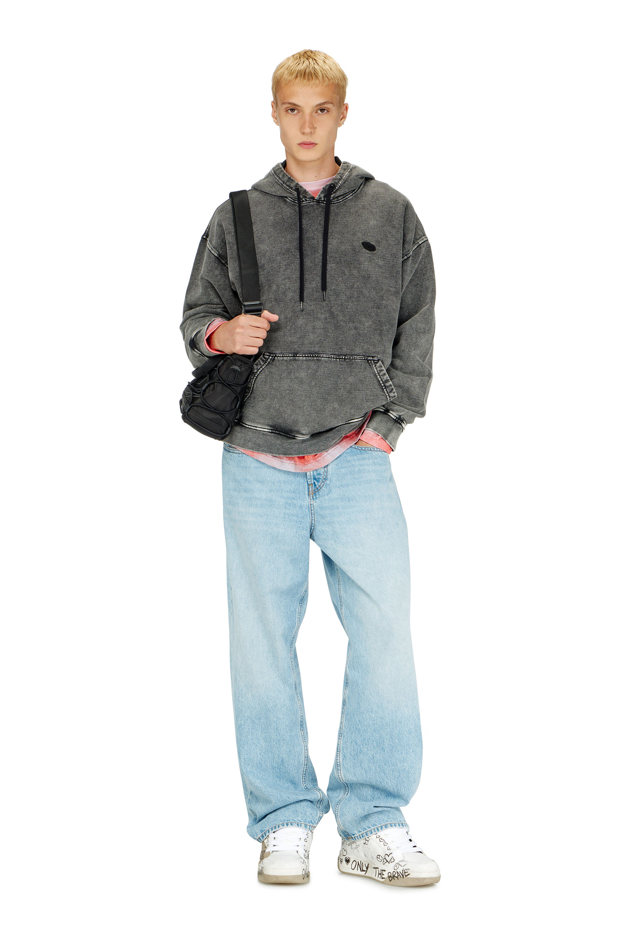 Diesel - S-BOXT-HOOD-DEN, Man's Hoodie with raw-cut back patch in Dark grey - 1