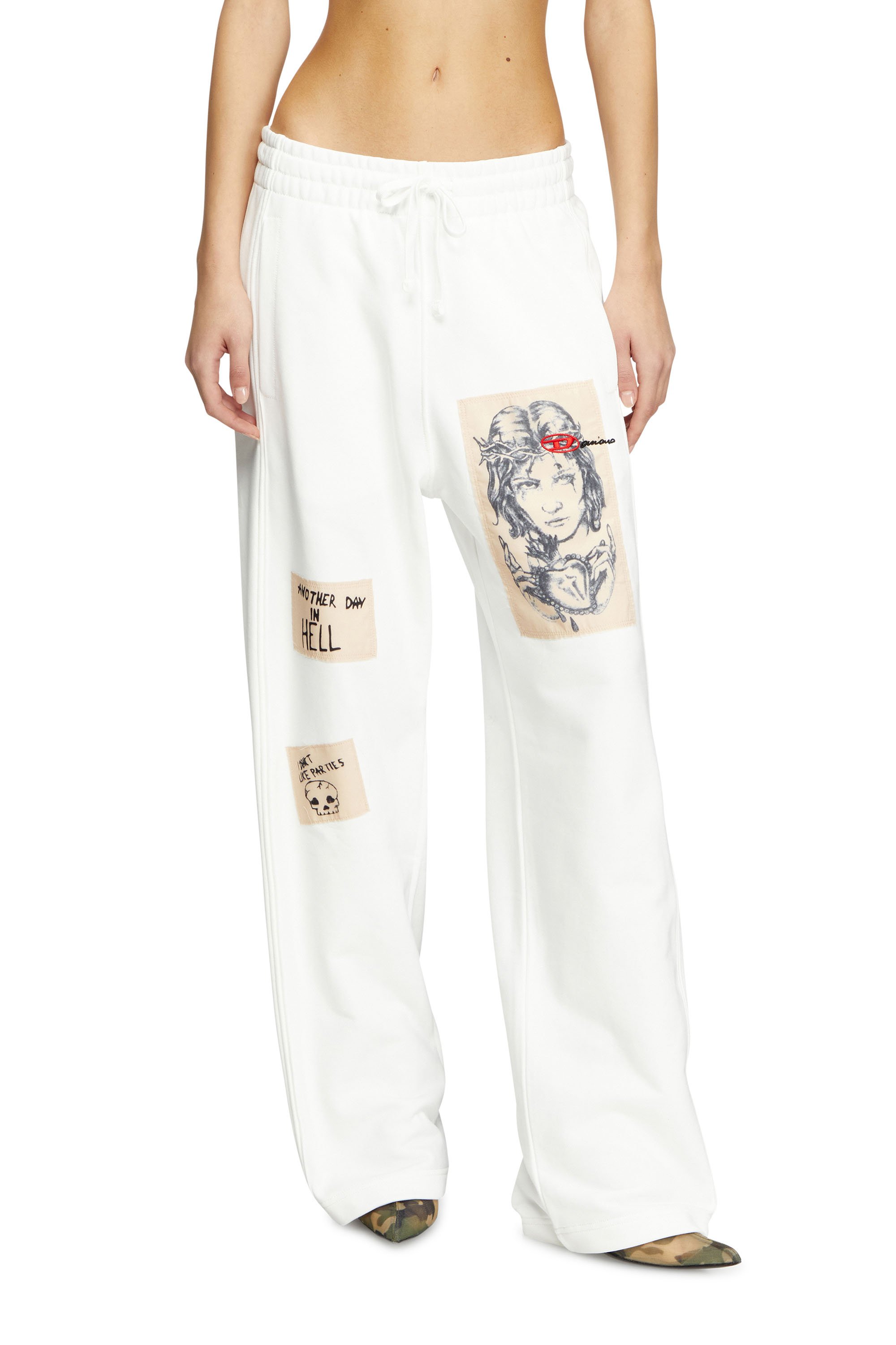 Diesel - P-MARTYANS-DD, Unisex's Track pants with tattoo patches in White - 5