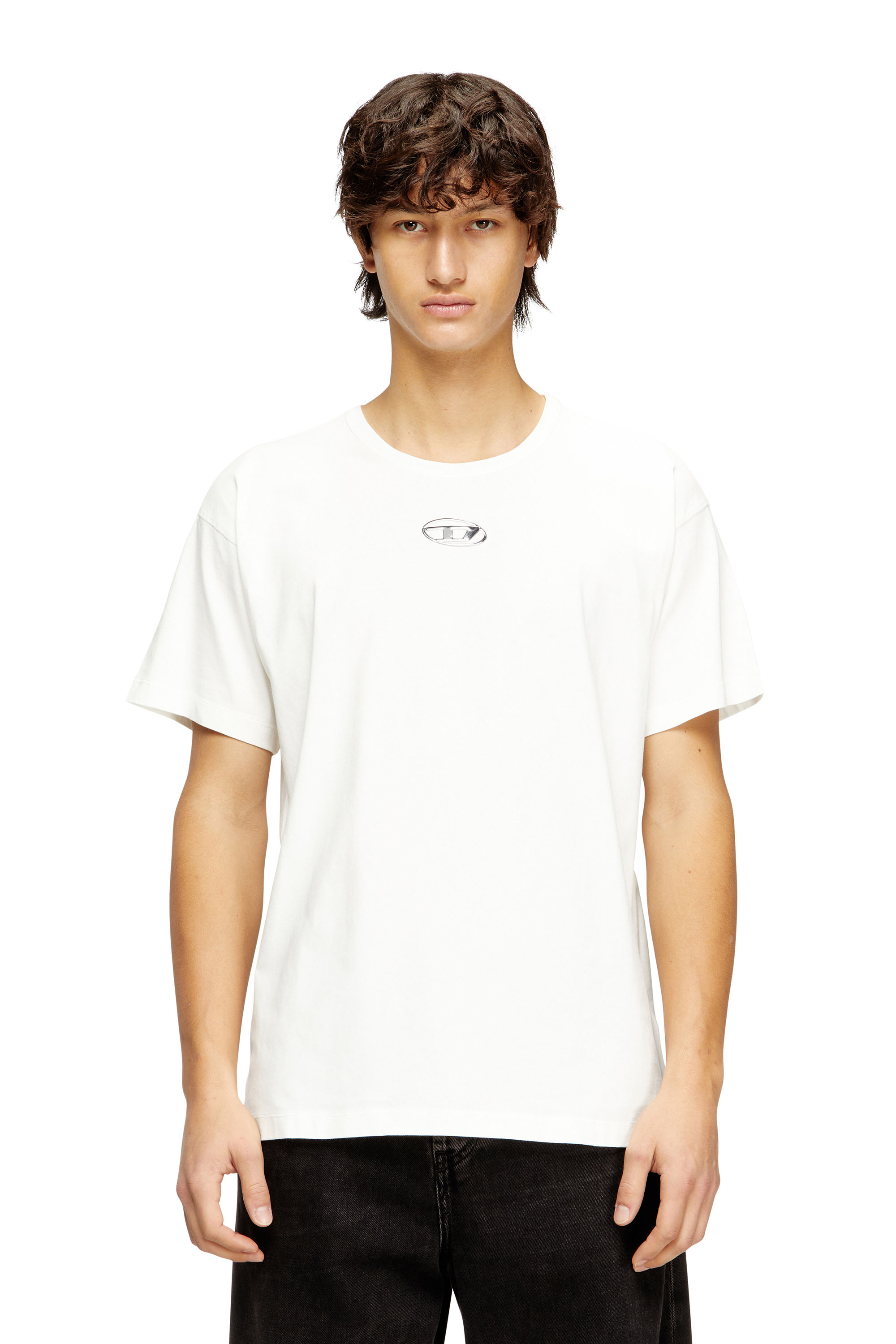 Diesel - T-NORM-IOD, Man's Light cotton T-shirt with metallic Oval D logo in White - 3