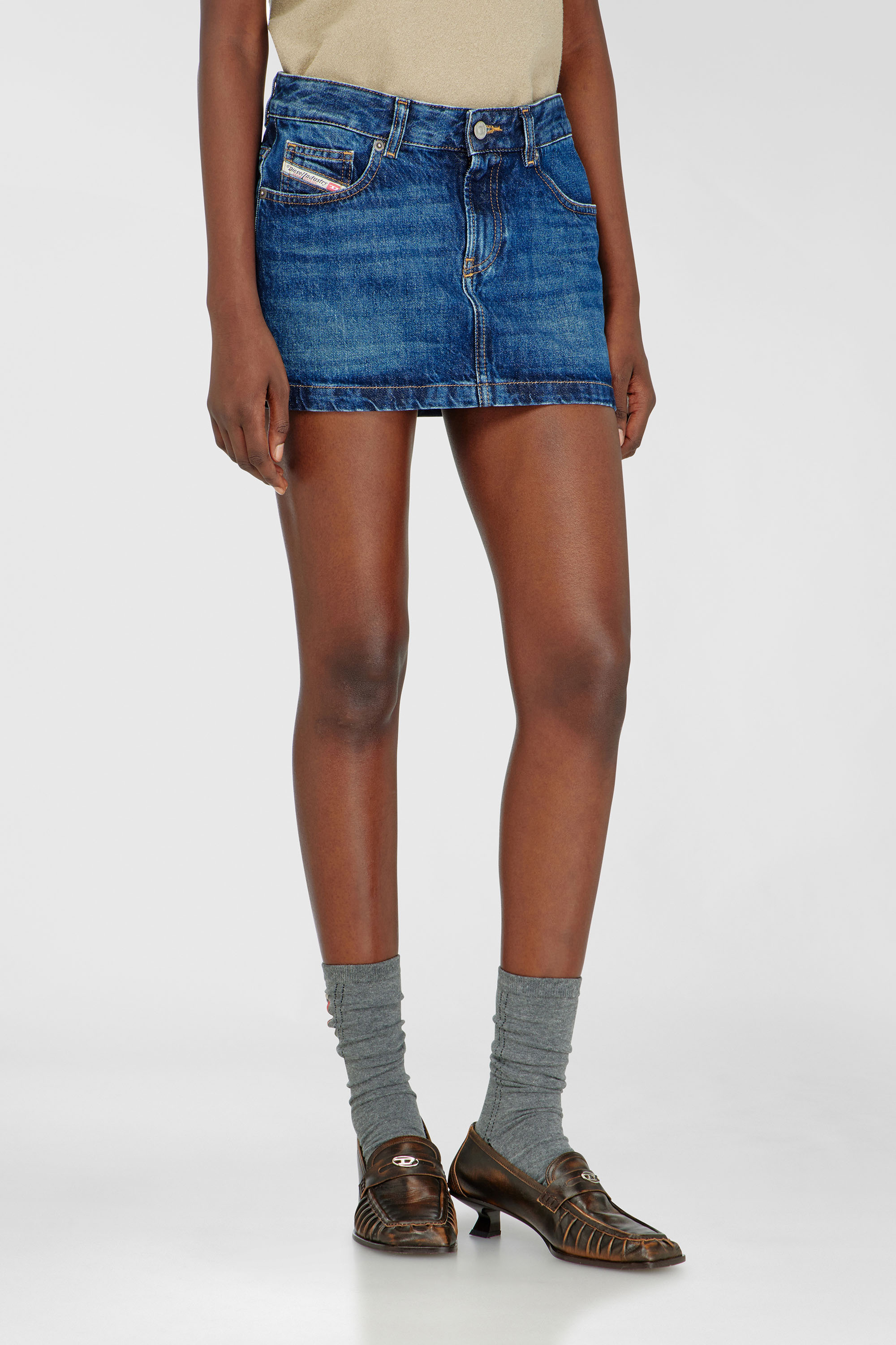Diesel - DE-RON, Woman's Miniskirt in denim in Dark Blue - 3