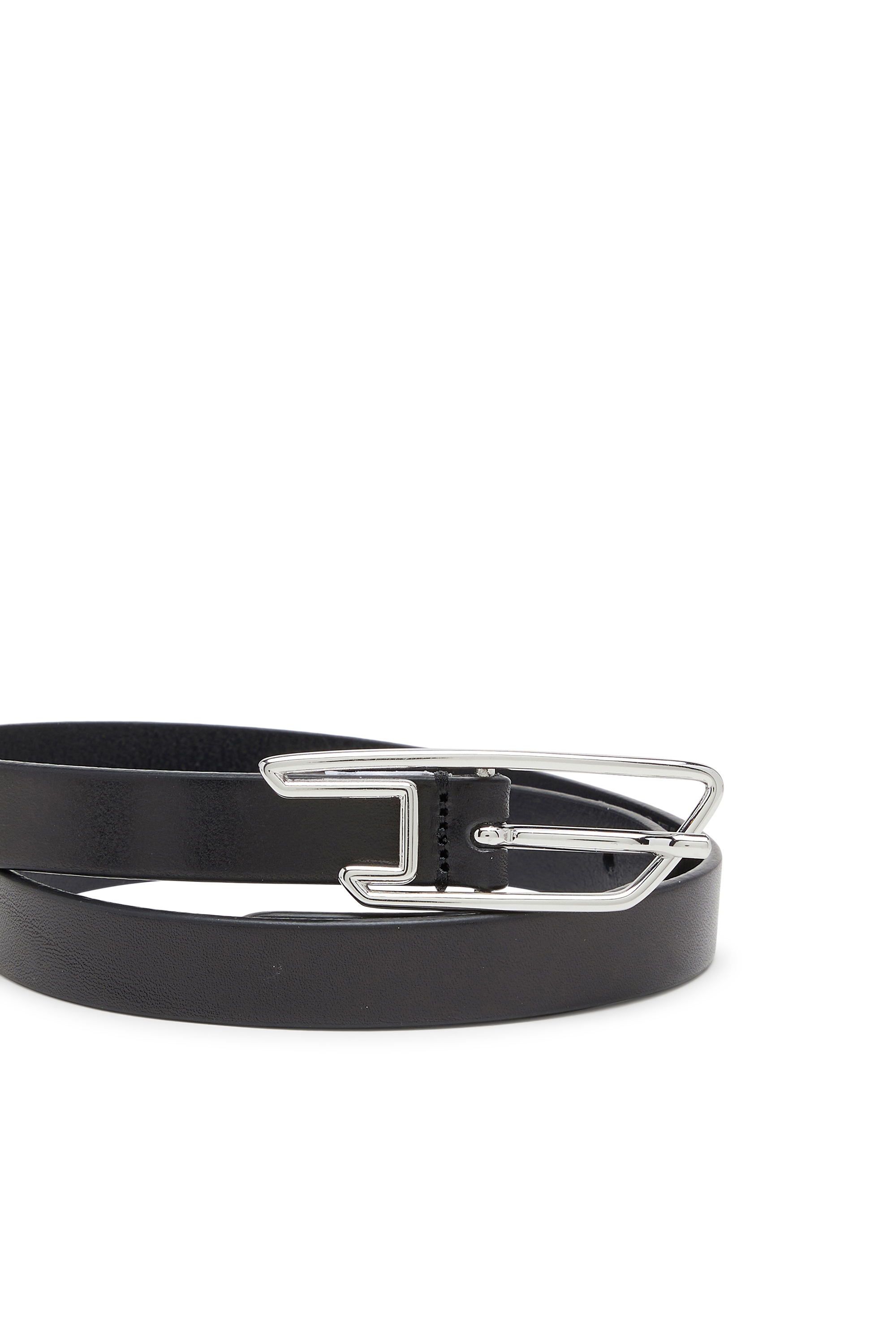 Diesel - B-D LINE W 20, Woman's 2cm belt in pull-up leather in Black - 3
